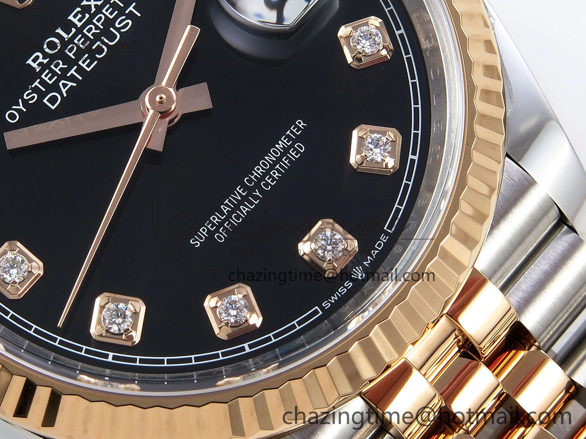 DateJust 36 126231 Clean 1:1 Best Edition 904L Steel Black Diamonds Dial on SS RG Jubilee Bracelet VR3235
