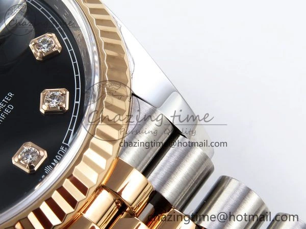 DateJust 36 126231 Clean 1:1 Best Edition 904L Steel Black Diamonds Dial on SS RG Jubilee Bracelet VR3235