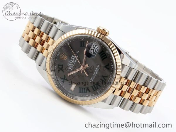 DateJust 36 126231 Clean 1:1 Best Edition 904L Steel Gray DIal Green Roman Marker on SS RG Jubilee Bracelet VR3235