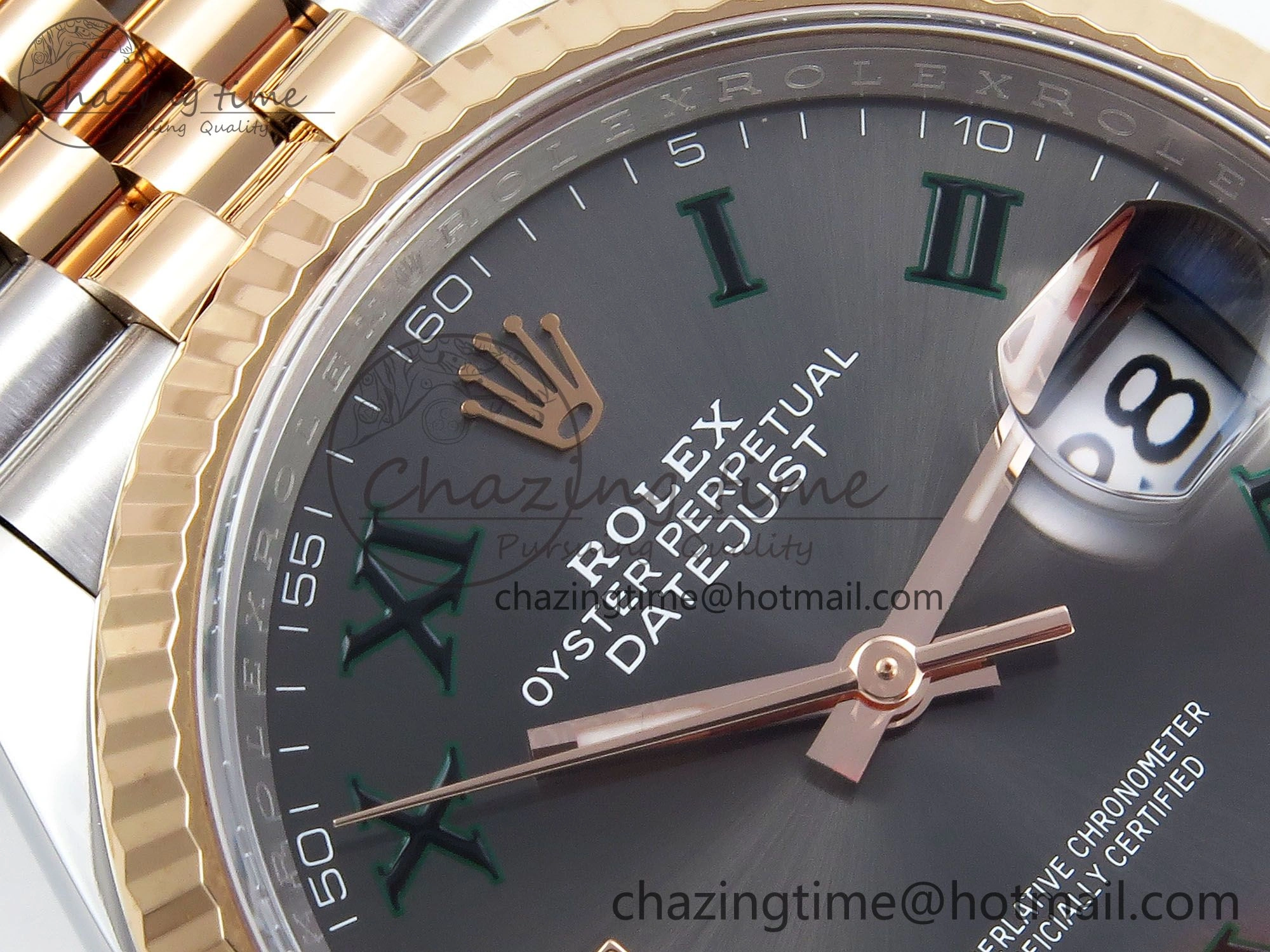DateJust 36 126231 Clean 1:1 Best Edition 904L Steel Gray DIal Green Roman Marker on SS RG Jubilee Bracelet VR3235