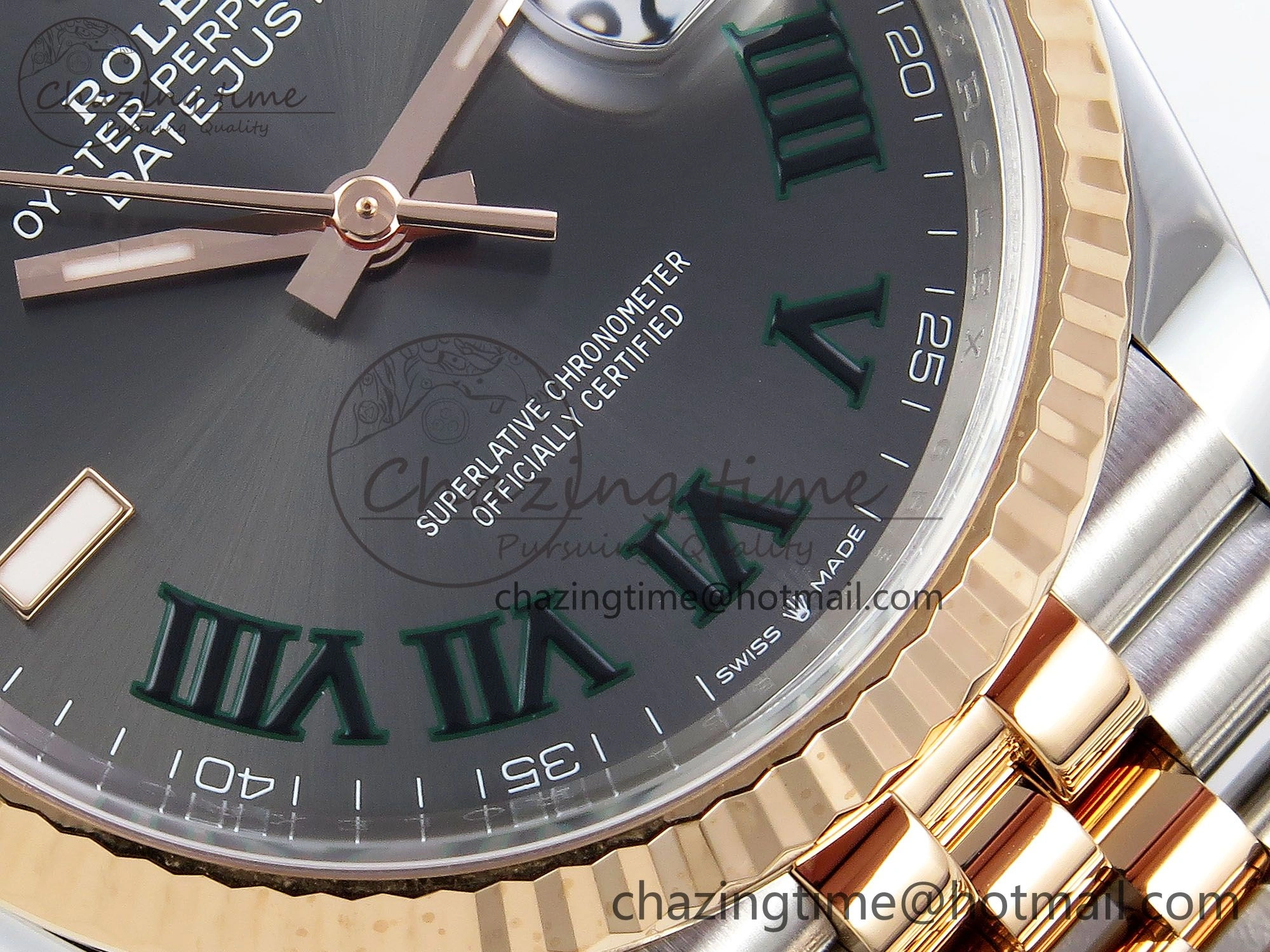 DateJust 36 126231 Clean 1:1 Best Edition 904L Steel Gray DIal Green Roman Marker on SS RG Jubilee Bracelet VR3235