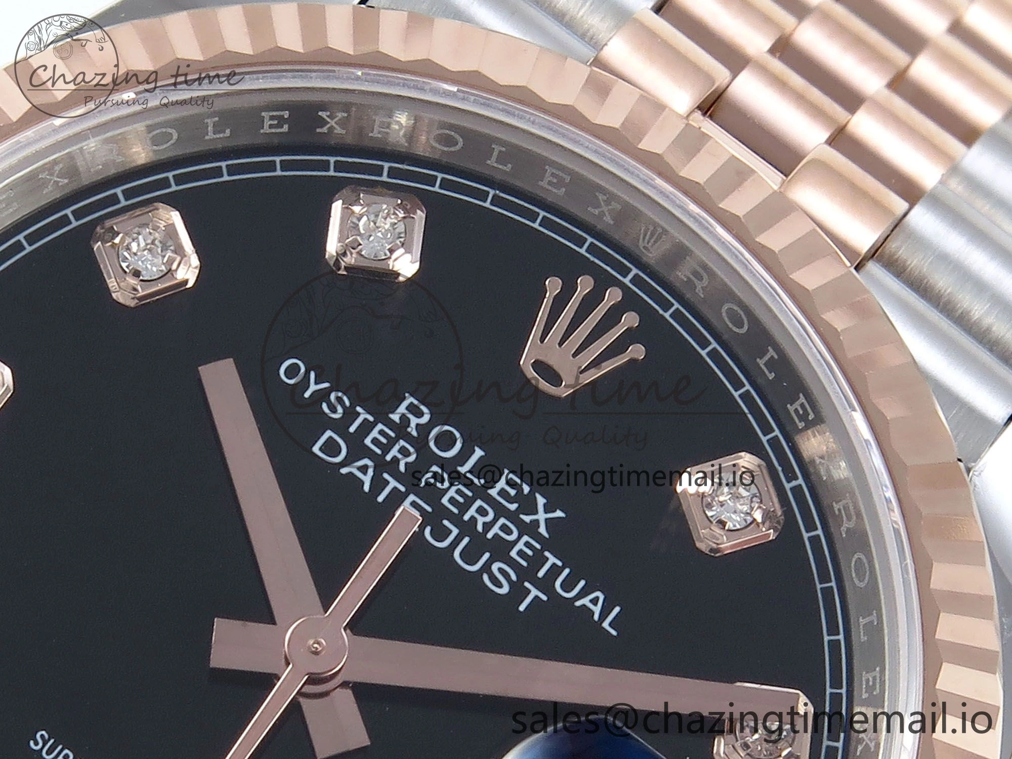 DateJust 36 126231 EWEF Best Edition Black Diamonds Dial on SS RG Jubilee Bracelet A3235