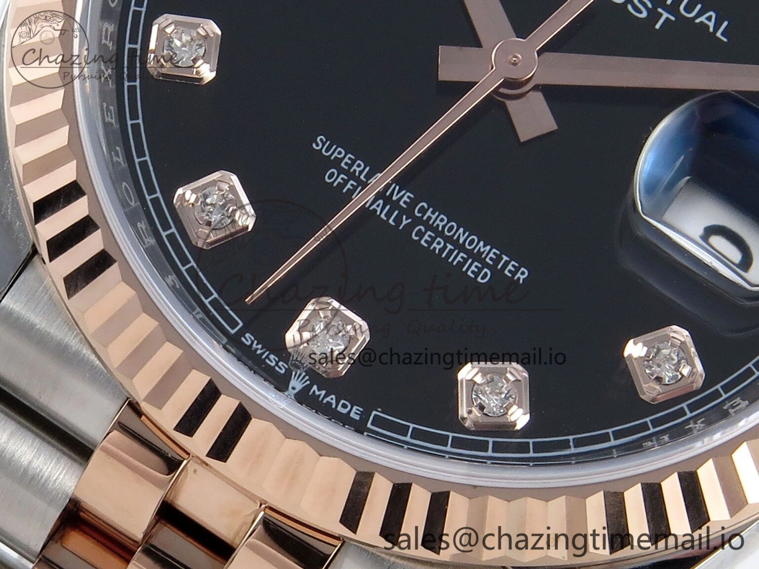 DateJust 36 126231 EWEF Best Edition Black Diamonds Dial on SS RG Jubilee Bracelet A3235
