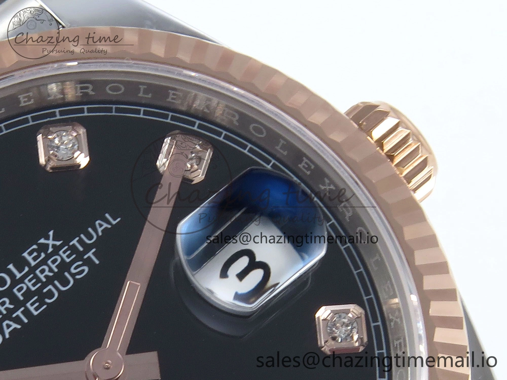 DateJust 36 126231 EWEF Best Edition Black Diamonds Dial on SS RG Jubilee Bracelet A3235
