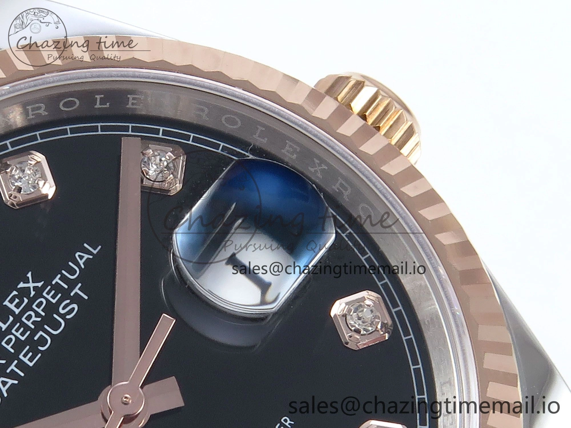 DateJust 36 126231 EWEF Best Edition Black Diamonds Dial on SS RG Oyster Bracelet A3235