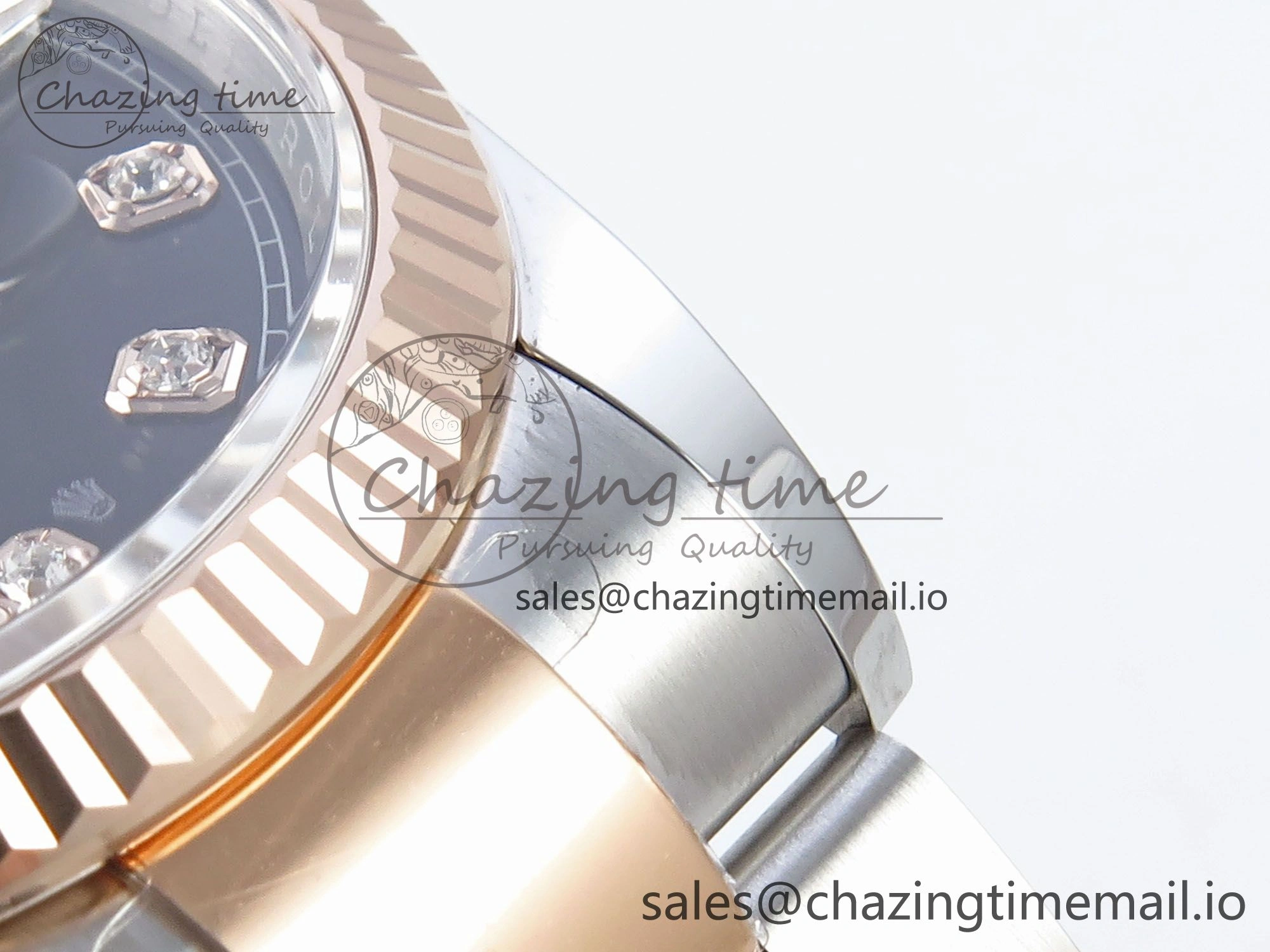 DateJust 36 126231 EWEF Best Edition Black Diamonds Dial on SS RG Oyster Bracelet A3235