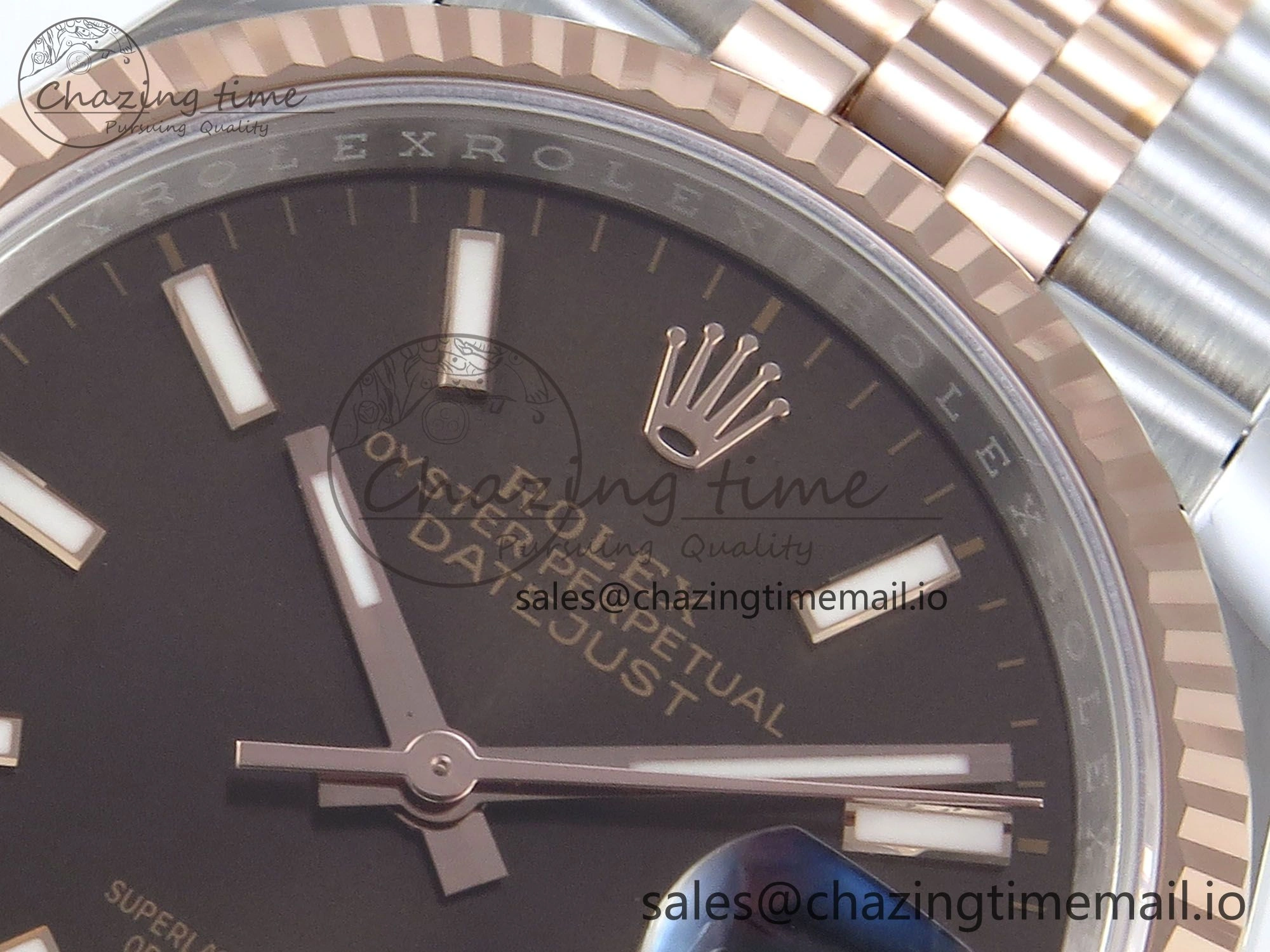 DateJust 36 126231 EWEF Best Edition Brown Dial Stick Marker on SS RG Jubilee Bracelet A3235
