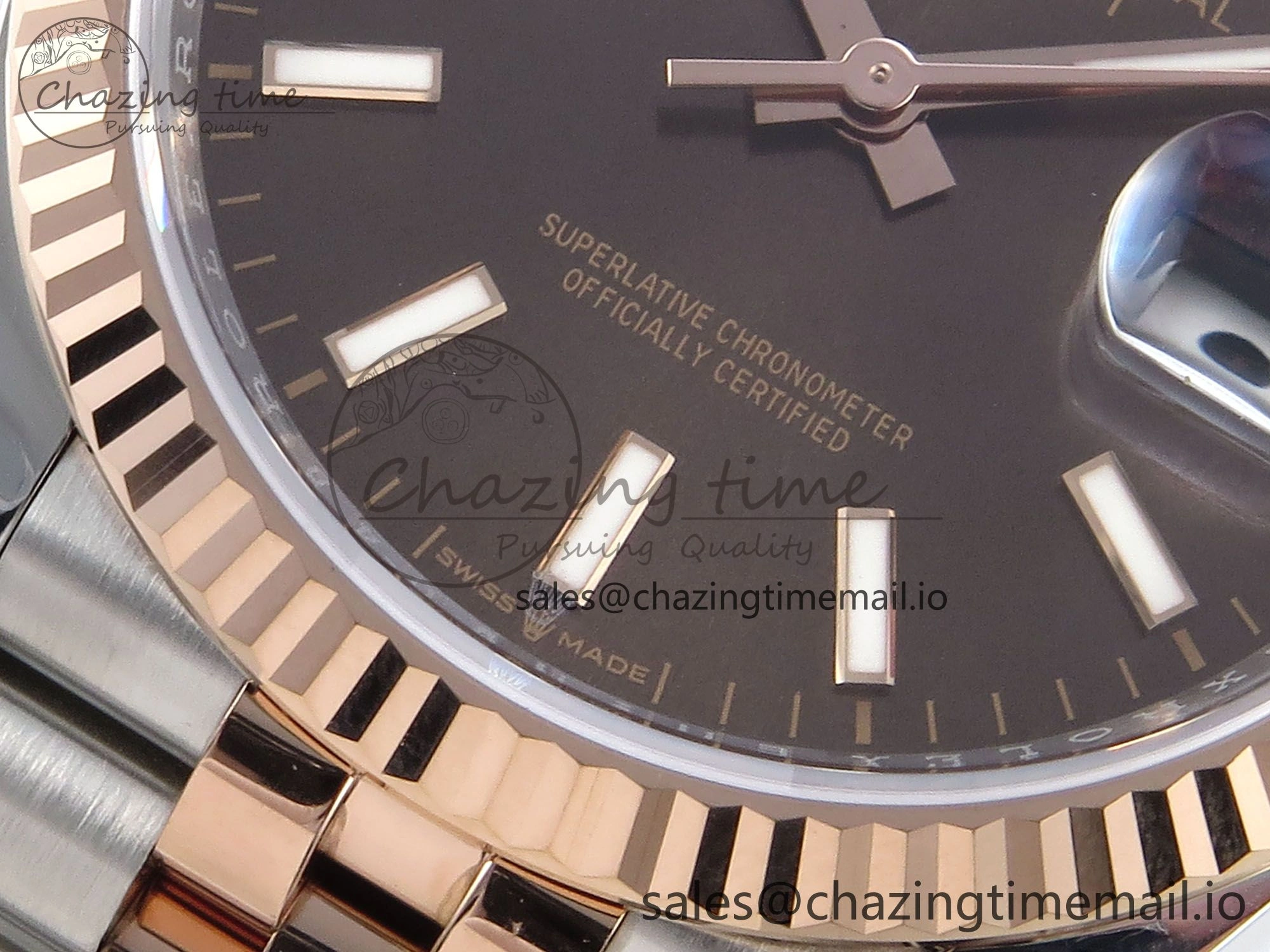 DateJust 36 126231 EWEF Best Edition Brown Dial Stick Marker on SS RG Jubilee Bracelet A3235