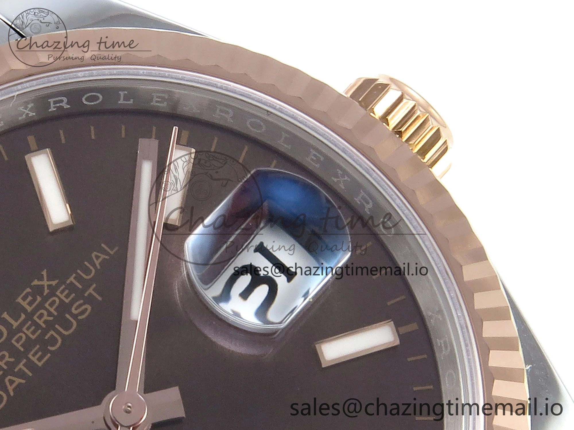 DateJust 36 126231 EWEF Best Edition Brown Dial Stick Marker on SS RG Jubilee Bracelet A3235