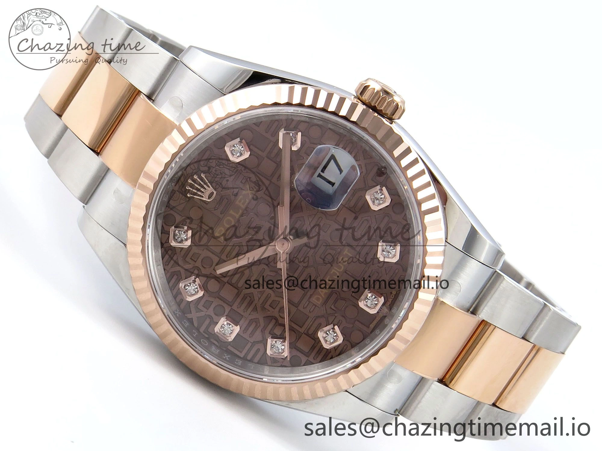DateJust 36 126231 EWEF Best Edition Brown Pattern Diamonds Dial on SS RG Oyster Bracelet A3235