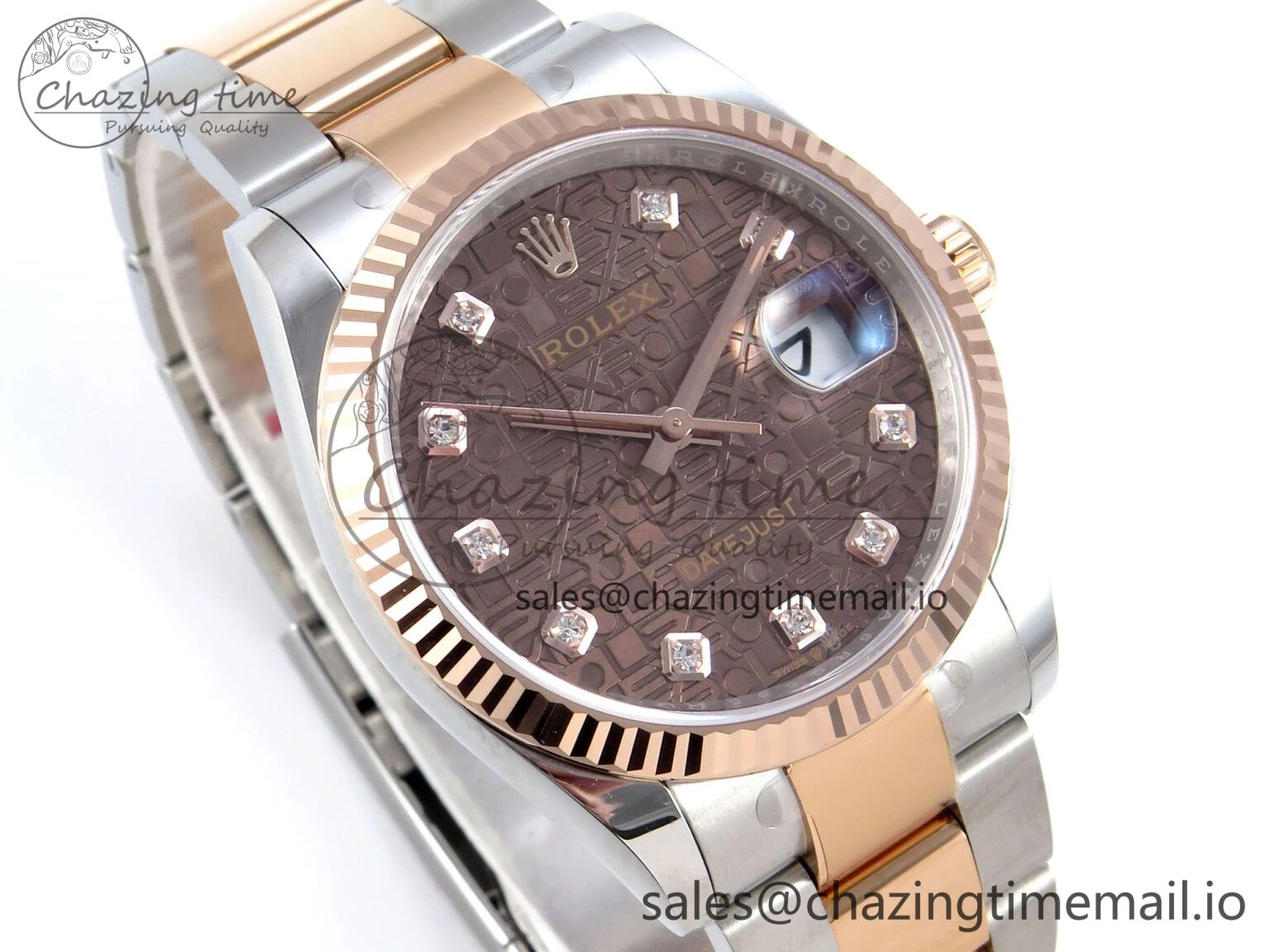 DateJust 36 126231 EWEF Best Edition Brown Pattern Diamonds Dial on SS RG Oyster Bracelet A3235