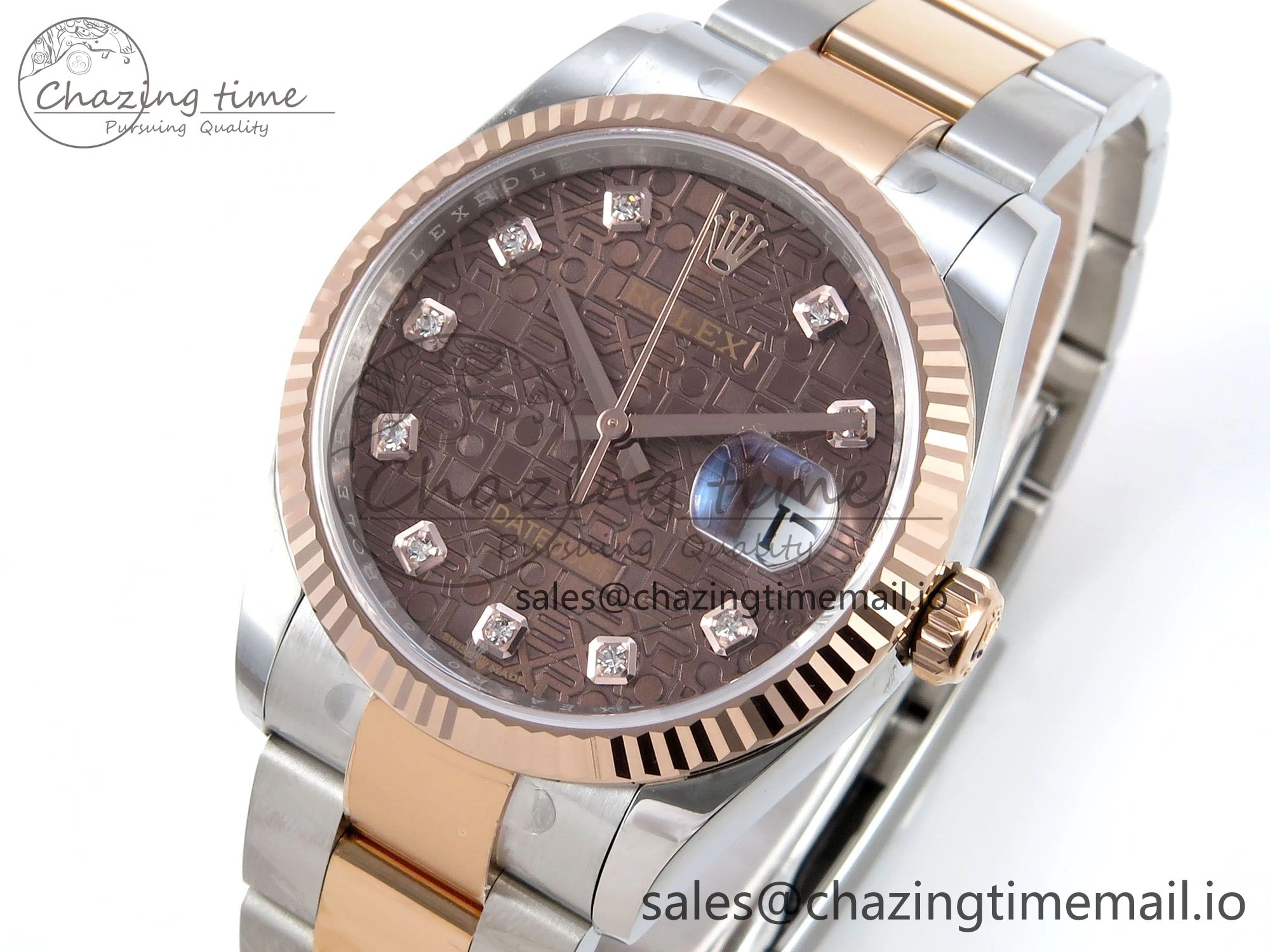 DateJust 36 126231 EWEF Best Edition Brown Pattern Diamonds Dial on SS RG Oyster Bracelet A3235
