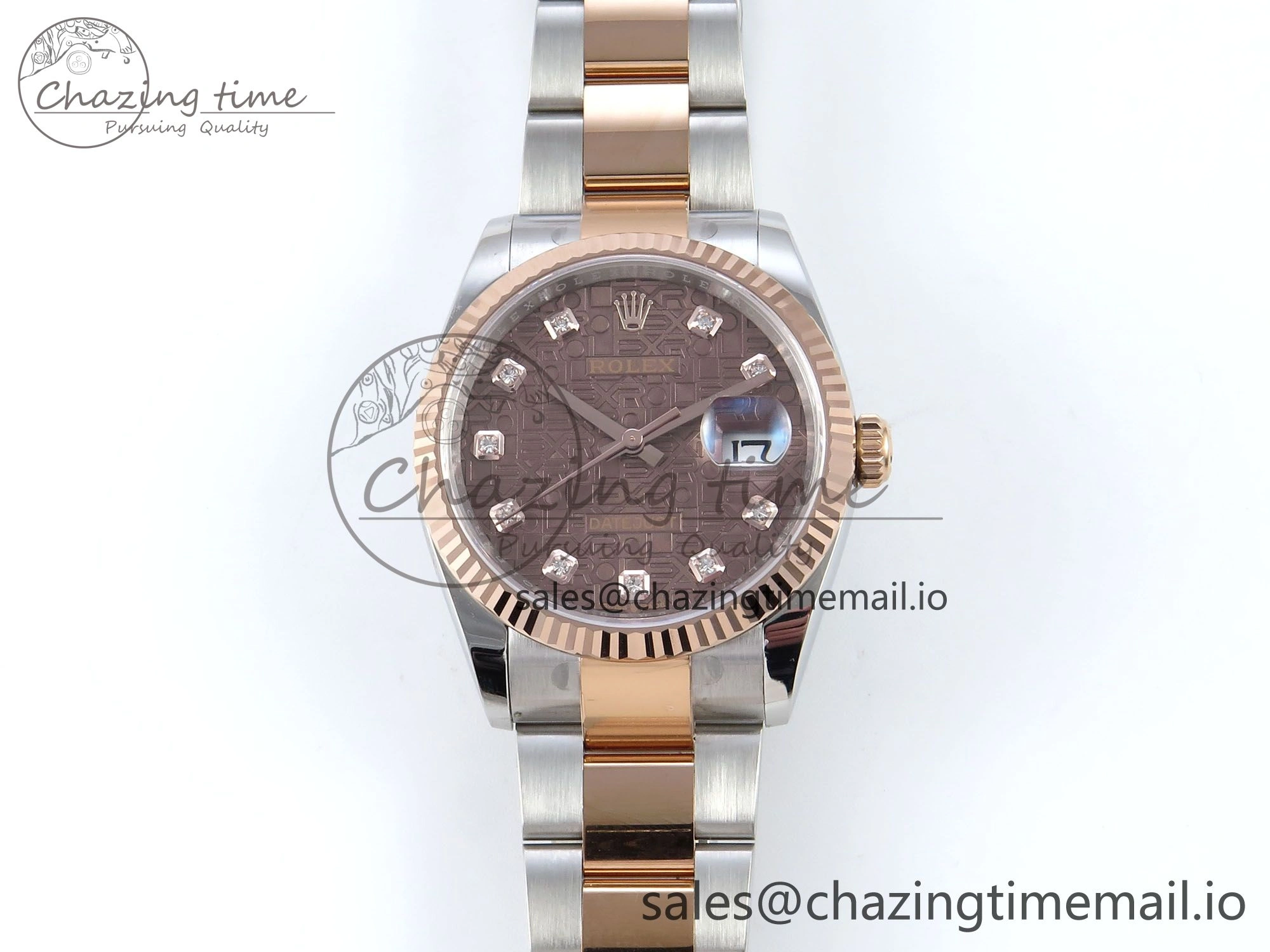 DateJust 36 126231 EWEF Best Edition Brown Pattern Diamonds Dial on SS RG Oyster Bracelet A3235