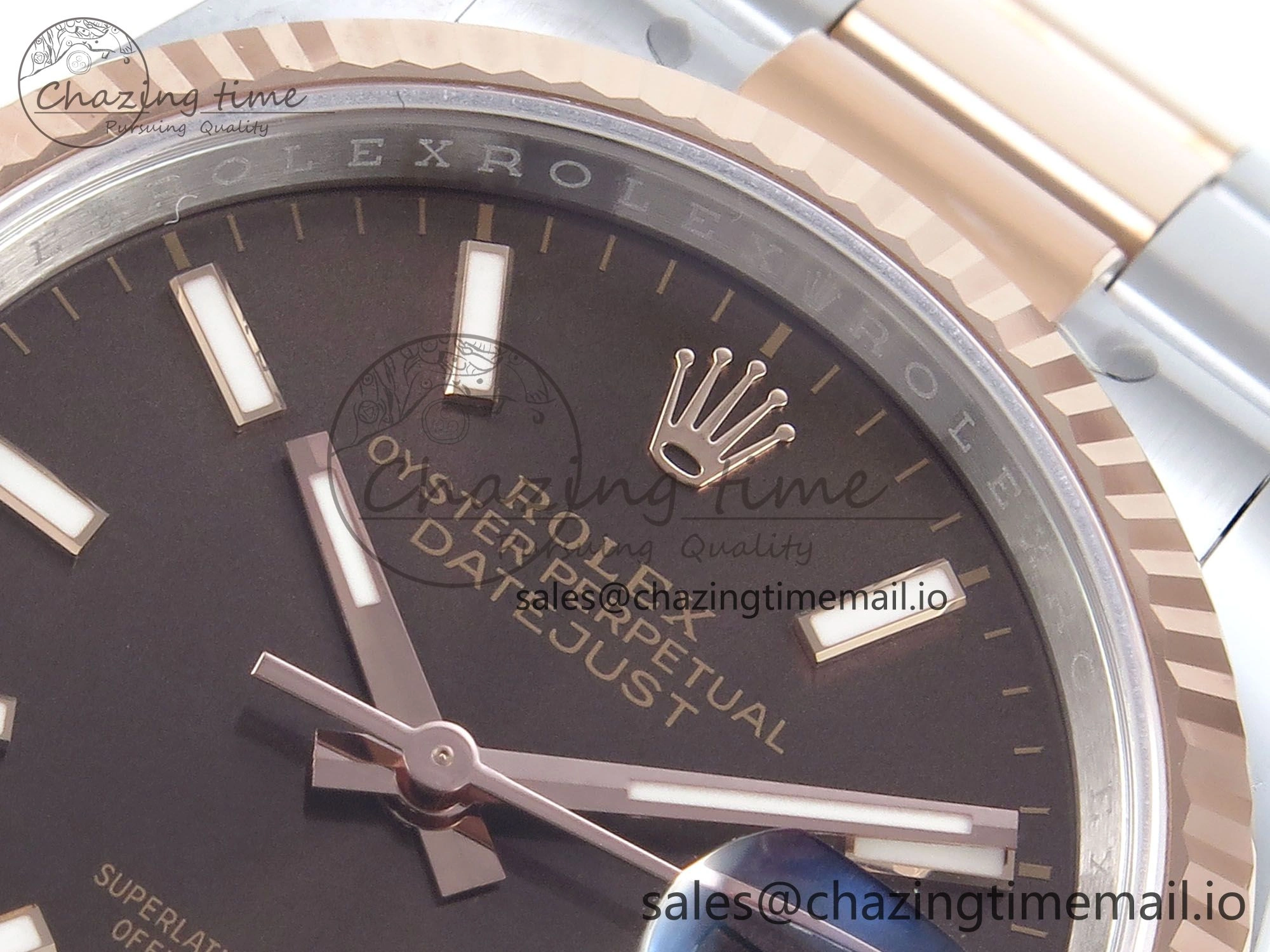 DateJust 36 126231 EWEF Best Edition Brown Stick Dial on SS RG Oyster Bracelet A3235