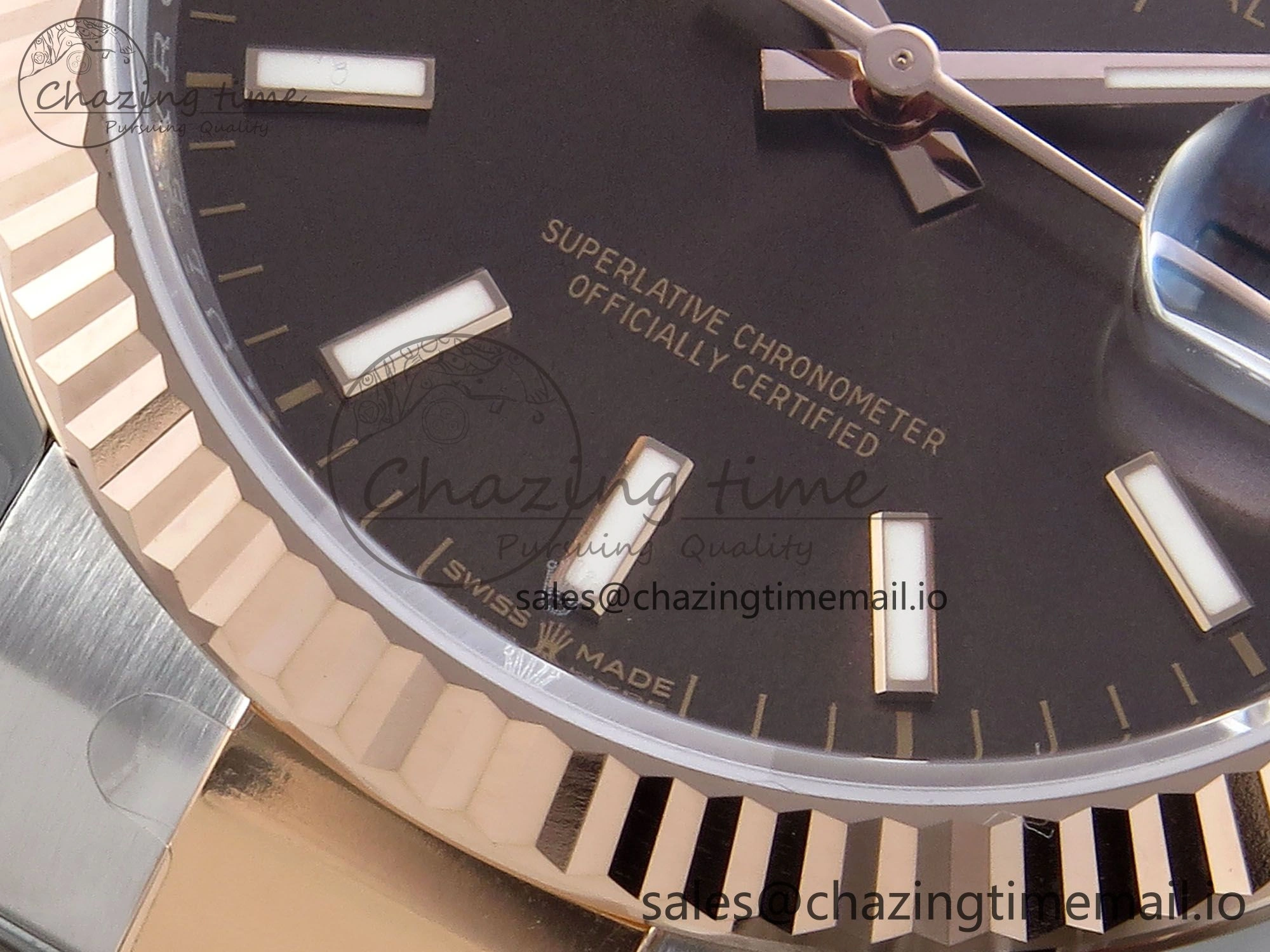 DateJust 36 126231 EWEF Best Edition Brown Stick Dial on SS RG Oyster Bracelet A3235