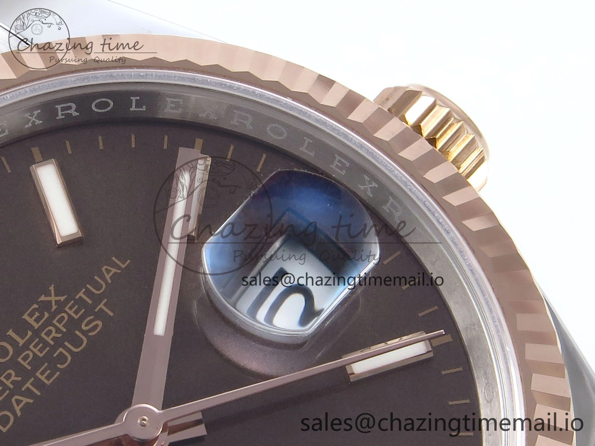 DateJust 36 126231 EWEF Best Edition Brown Stick Dial on SS RG Oyster Bracelet A3235