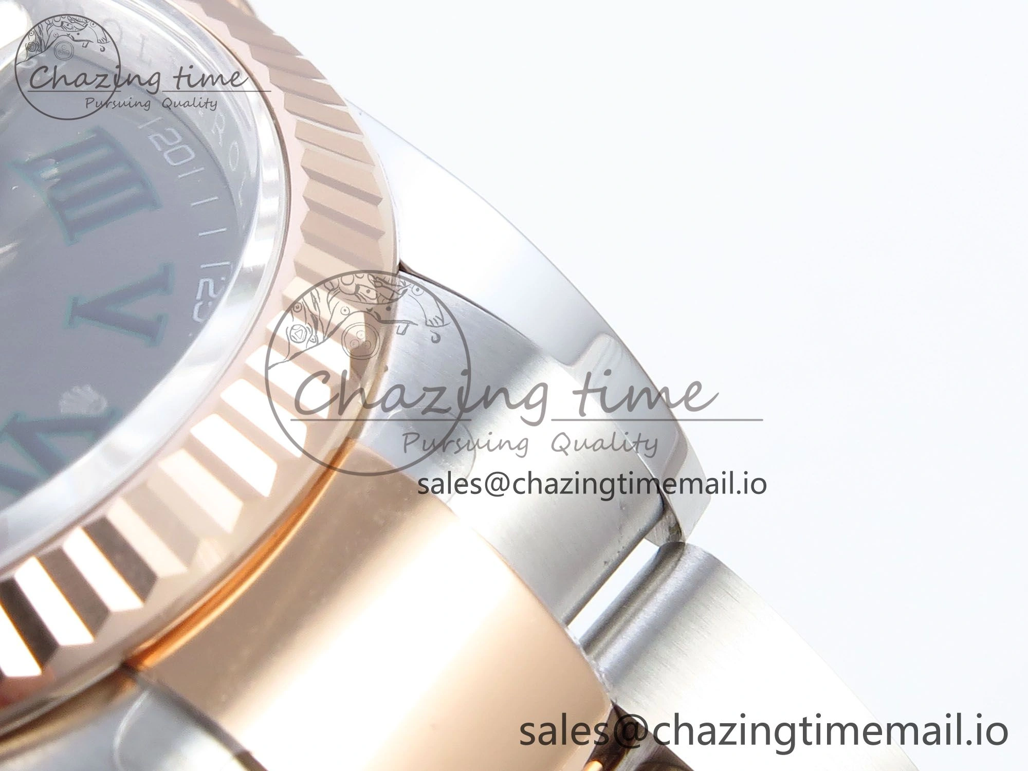 DateJust 36 126231 EWEF Best Edition Gray Dial Green Roman Marker on SS RG Oyster Bracelet A3235