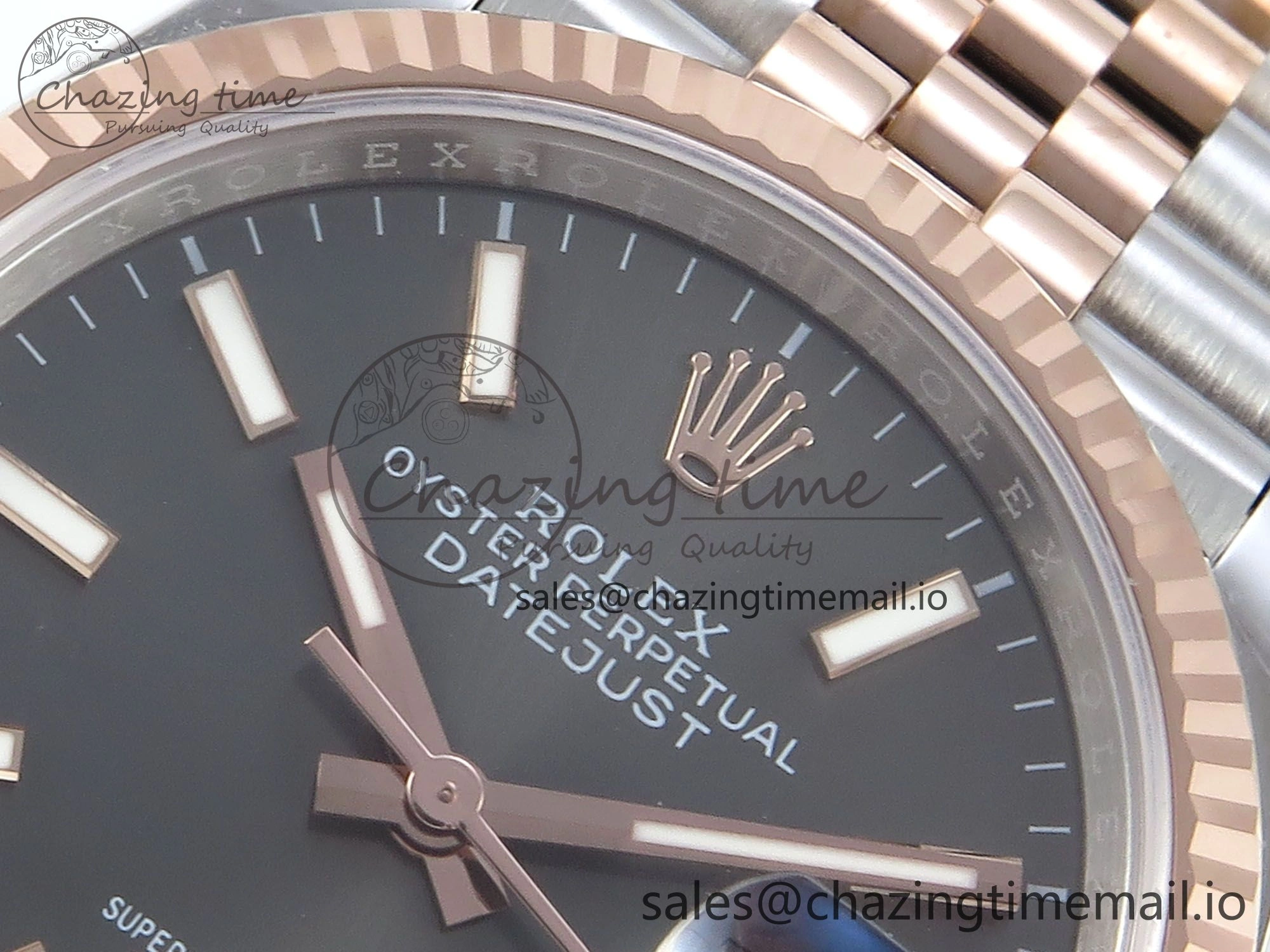 DateJust 36 126231 EWEF Best Edition Gray Dial Stick Marker on SS RG Jubilee Bracelet A3235