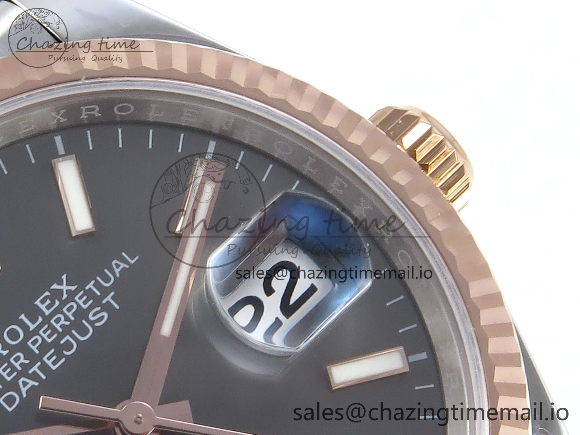 DateJust 36 126231 EWEF Best Edition Gray Dial Stick Marker on SS RG Jubilee Bracelet A3235
