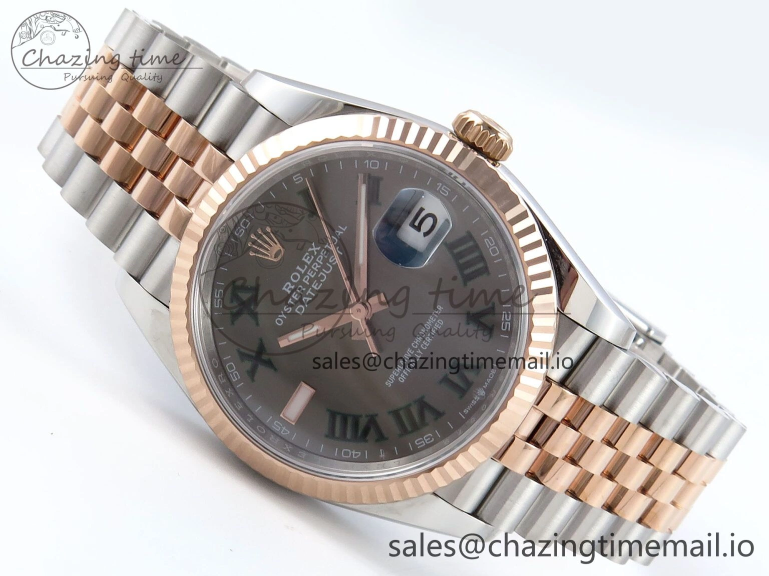 DateJust 36 126231 EWEF Best Edition Gray Roman Dial on SS RG Jubilee Bracelet A3235