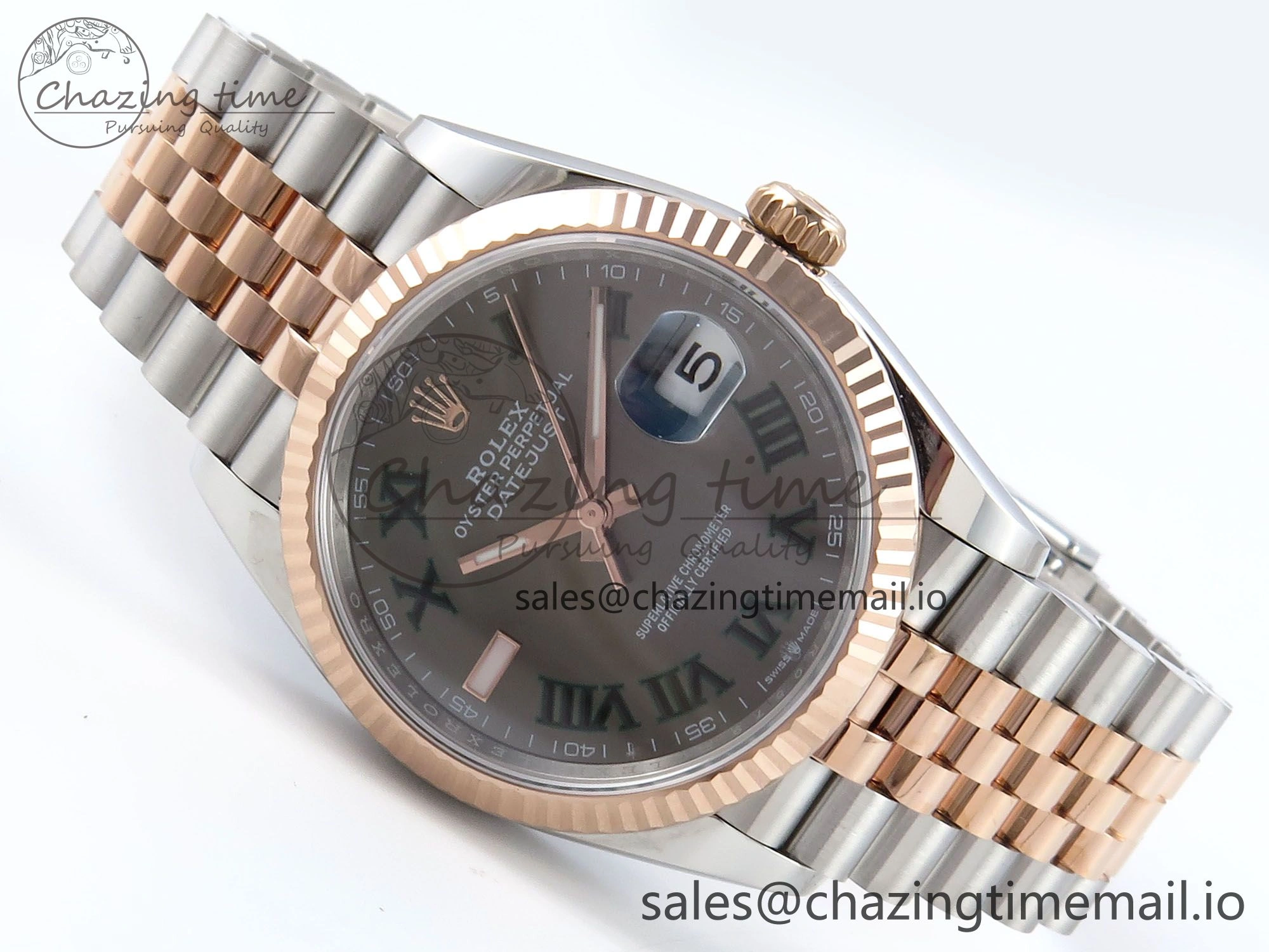 DateJust 36 126231 EWEF Best Edition Gray Roman Dial on SS RG Jubilee Bracelet A3235