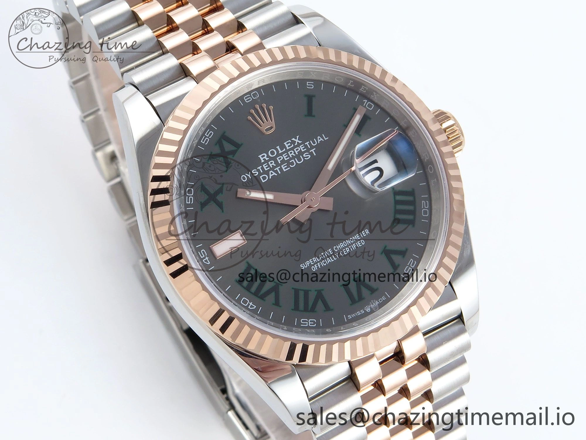DateJust 36 126231 EWEF Best Edition Gray Roman Dial on SS RG Jubilee Bracelet A3235