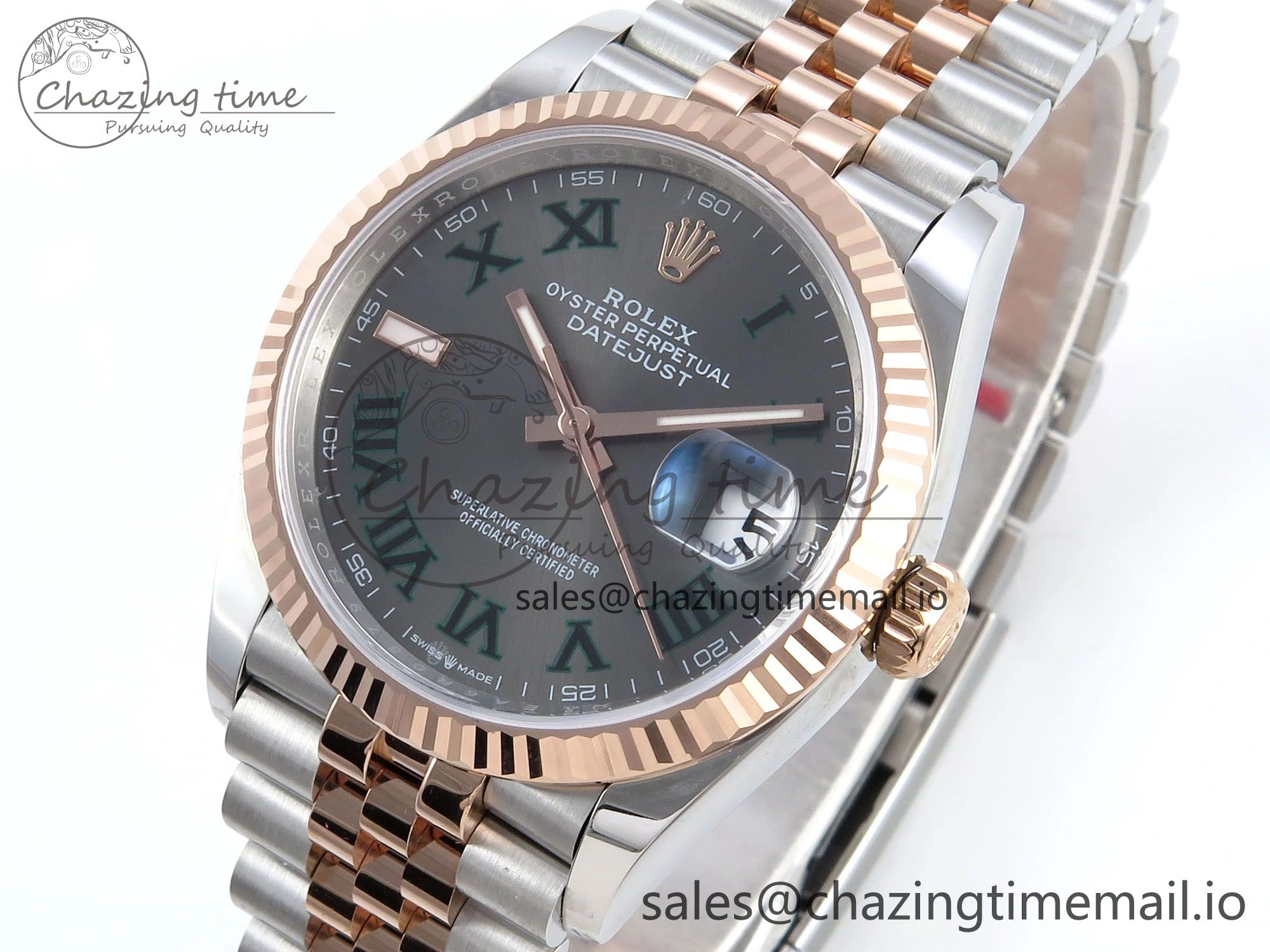 DateJust 36 126231 EWEF Best Edition Gray Roman Dial on SS RG Jubilee Bracelet A3235