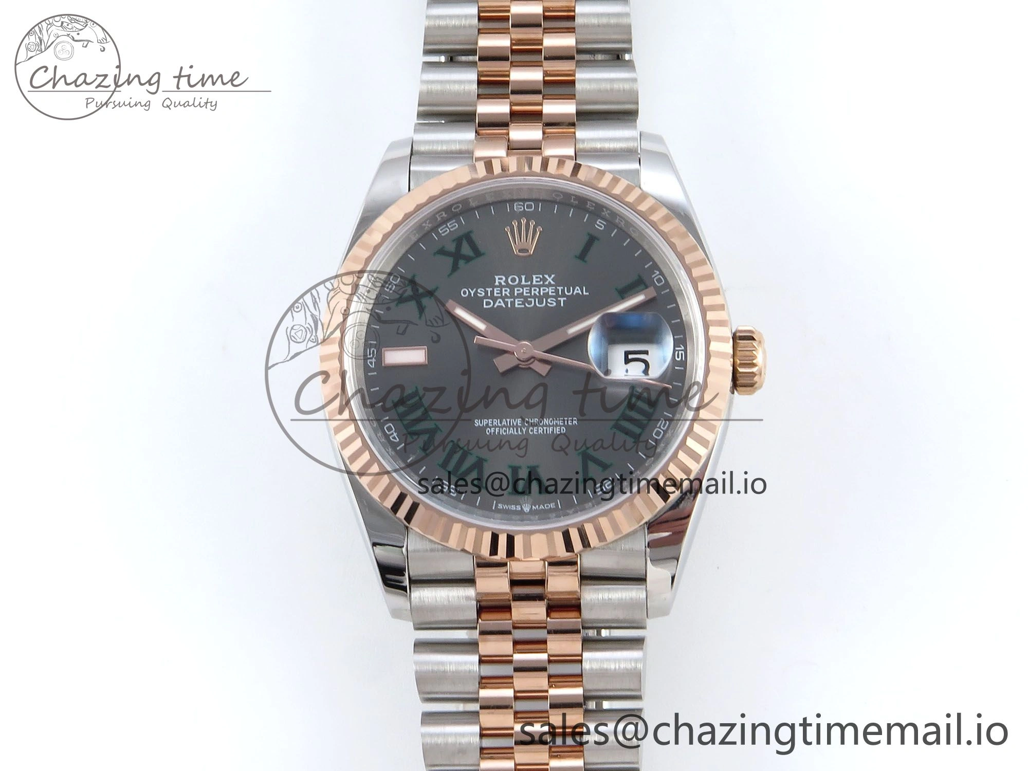 DateJust 36 126231 EWEF Best Edition Gray Roman Dial on SS RG Jubilee Bracelet A3235
