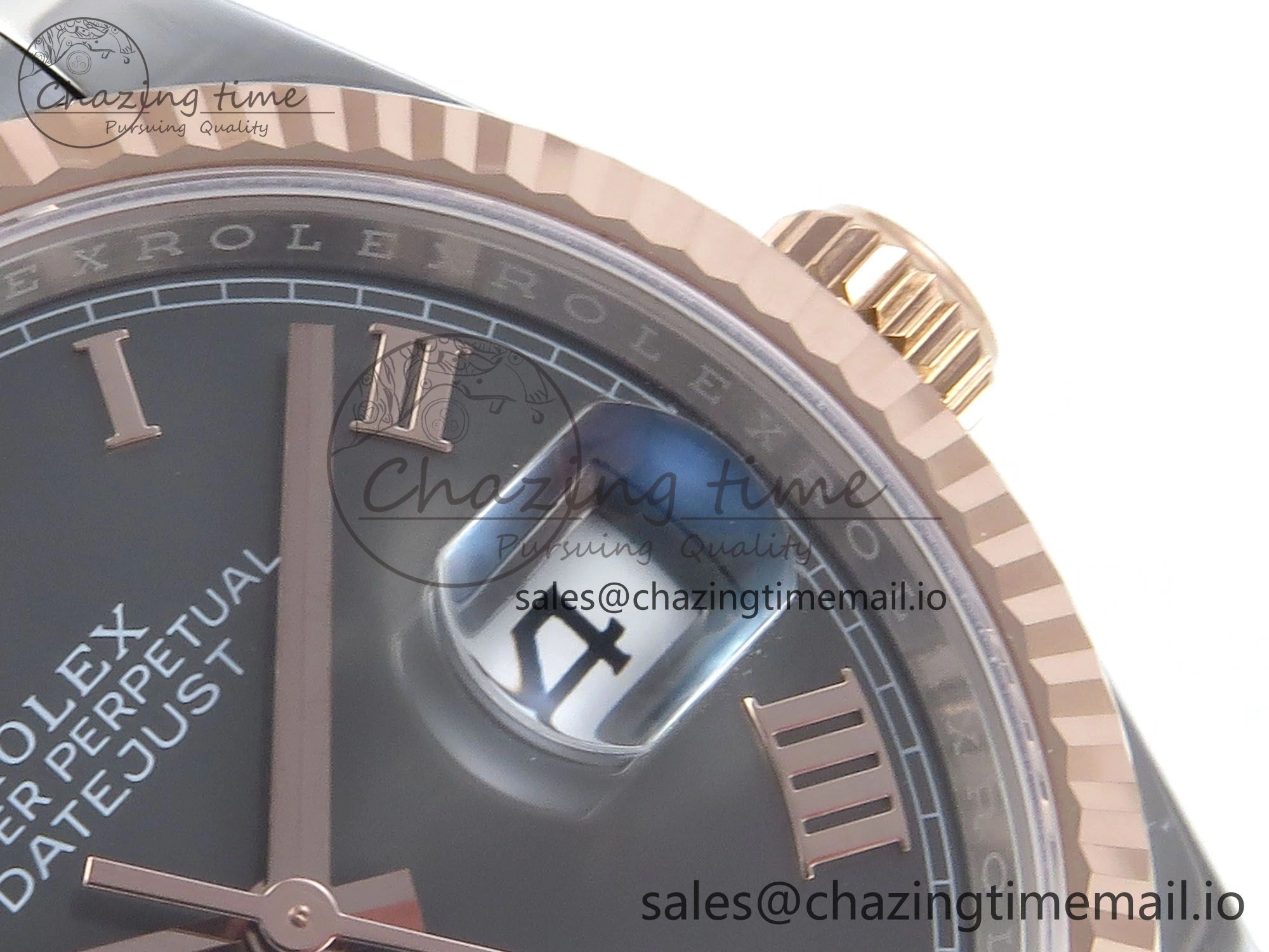 DateJust 36 126231 EWEF Best Edition Gray Roman Diamonds Dial on SS RG Jubilee Bracelet A3235