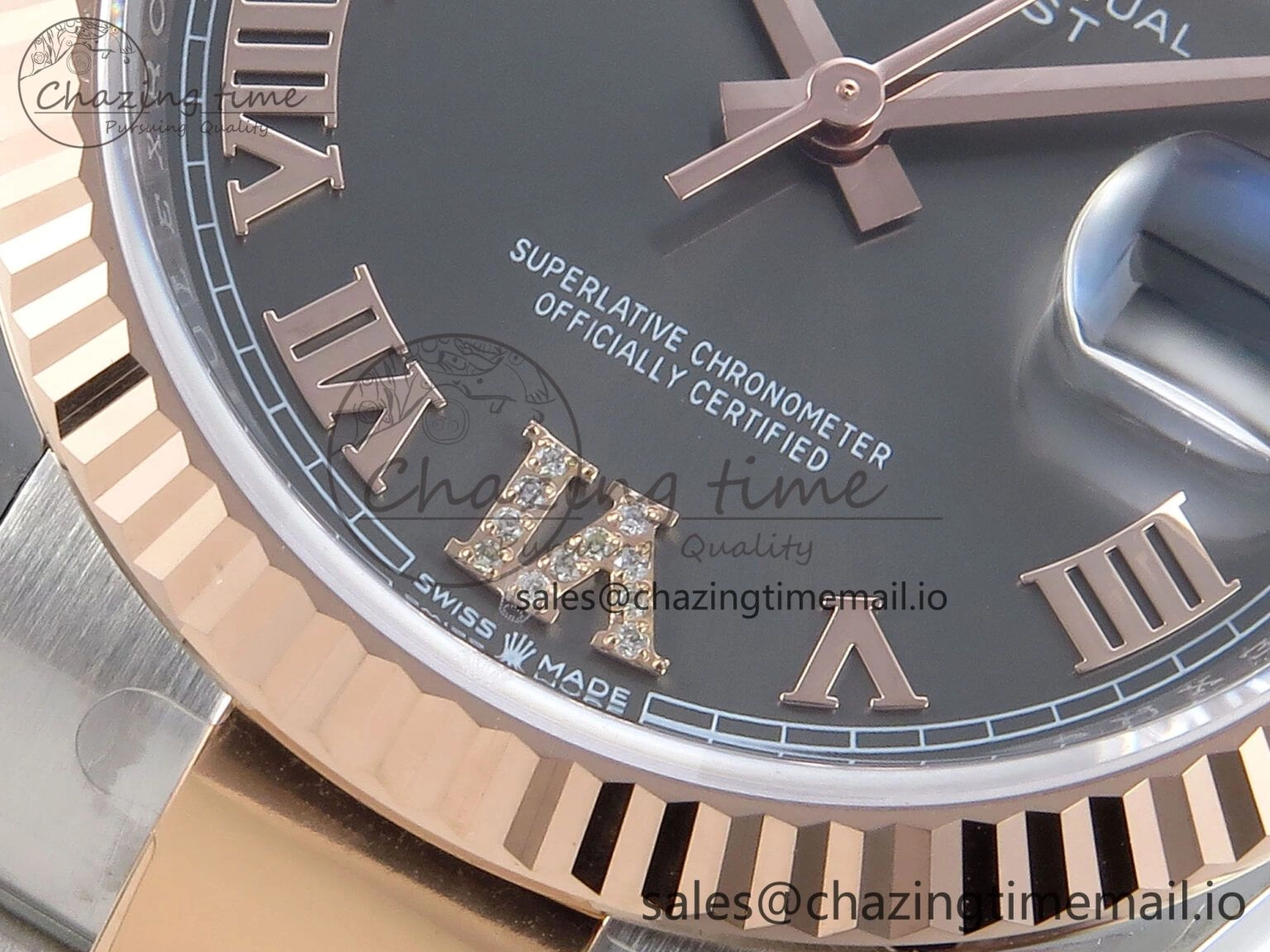 DateJust 36 126231 EWEF Best Edition Gray Roman Diamonds Dial on SS RG Oyster Bracelet A3235
