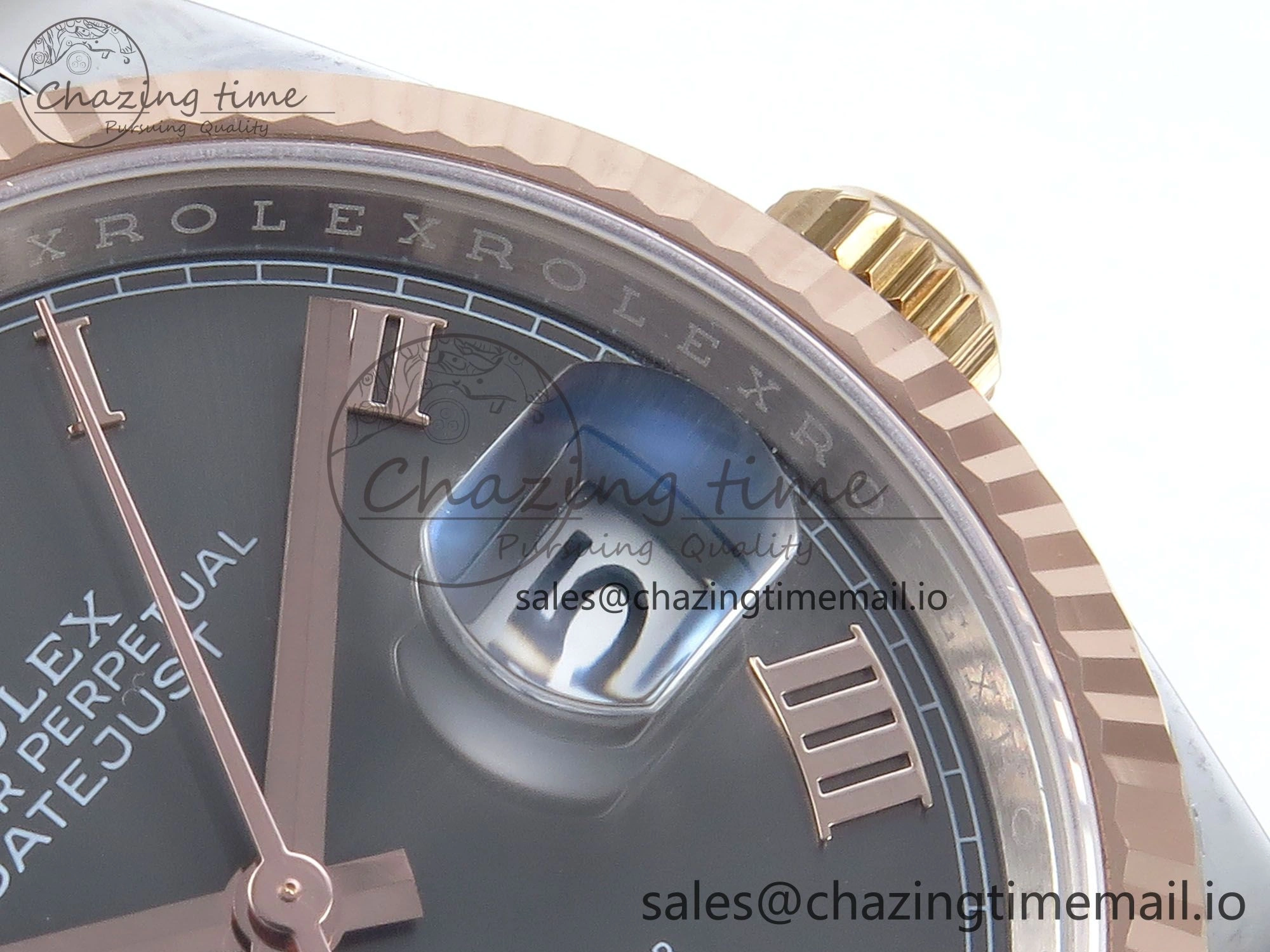 DateJust 36 126231 EWEF Best Edition Gray Roman Diamonds Dial on SS RG Oyster Bracelet A3235