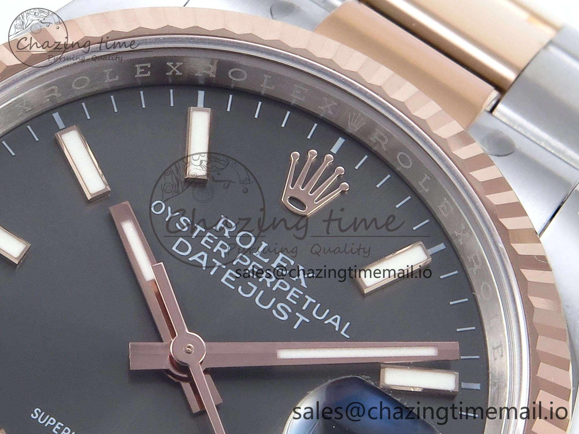 DateJust 36 126231 EWEF Best Edition Gray Stick Dial on SS RG Oyster Bracelet A3235