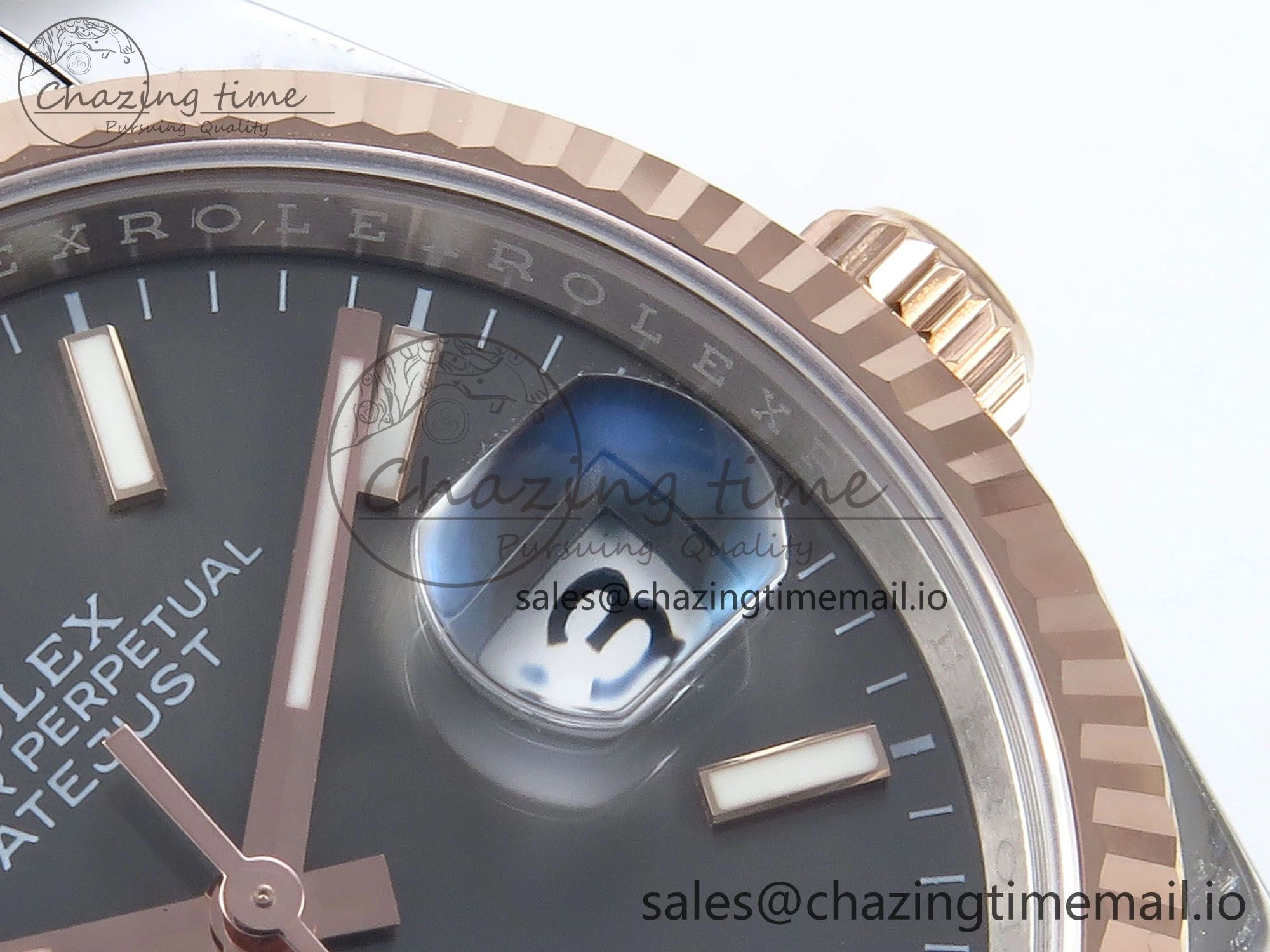 DateJust 36 126231 EWEF Best Edition Gray Stick Dial on SS RG Oyster Bracelet A3235