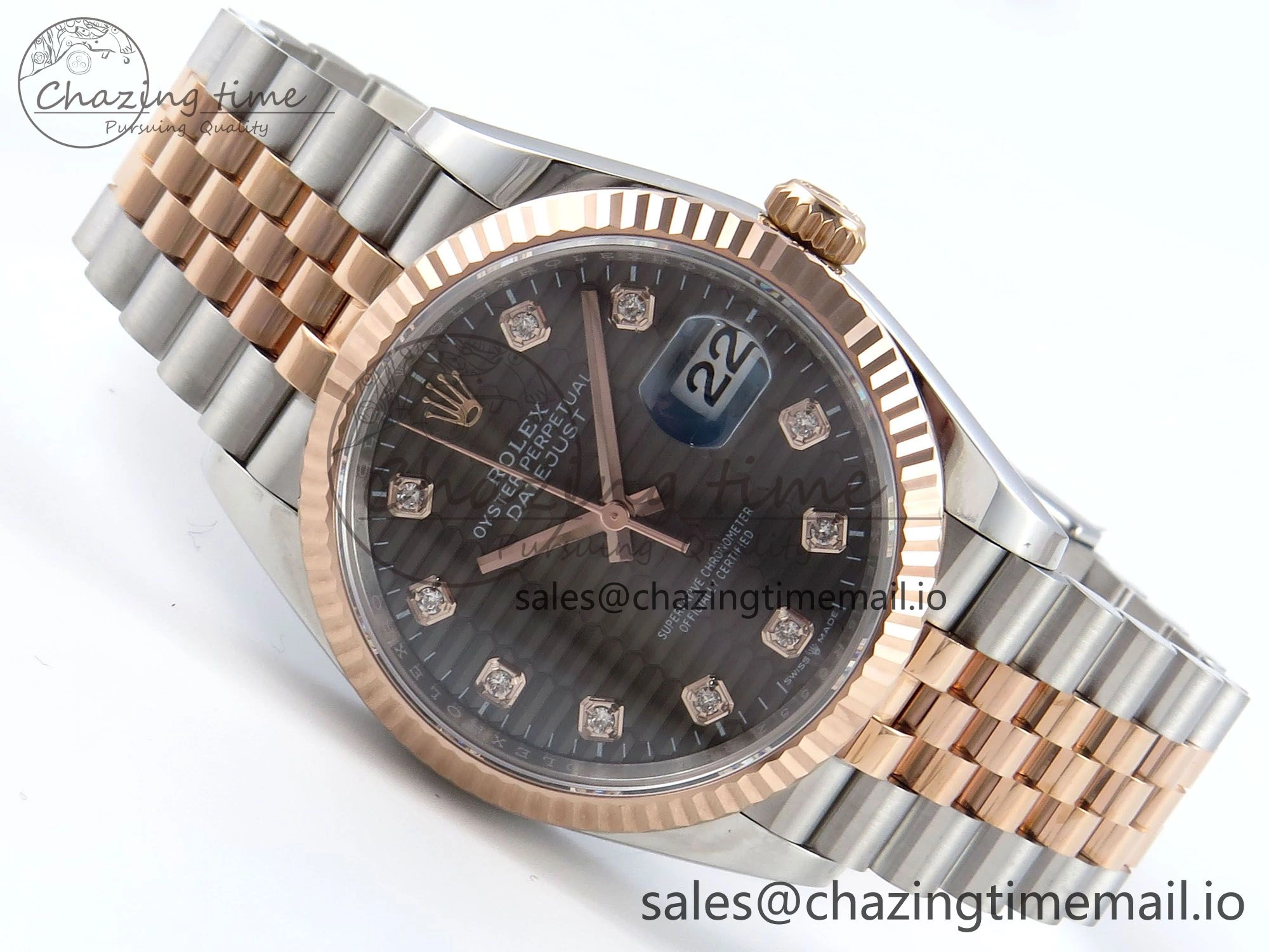 DateJust 36 126231 EWEF Best Edition Gray Textured Diamonds Dial on SS RG Jubilee Bracelet A3235