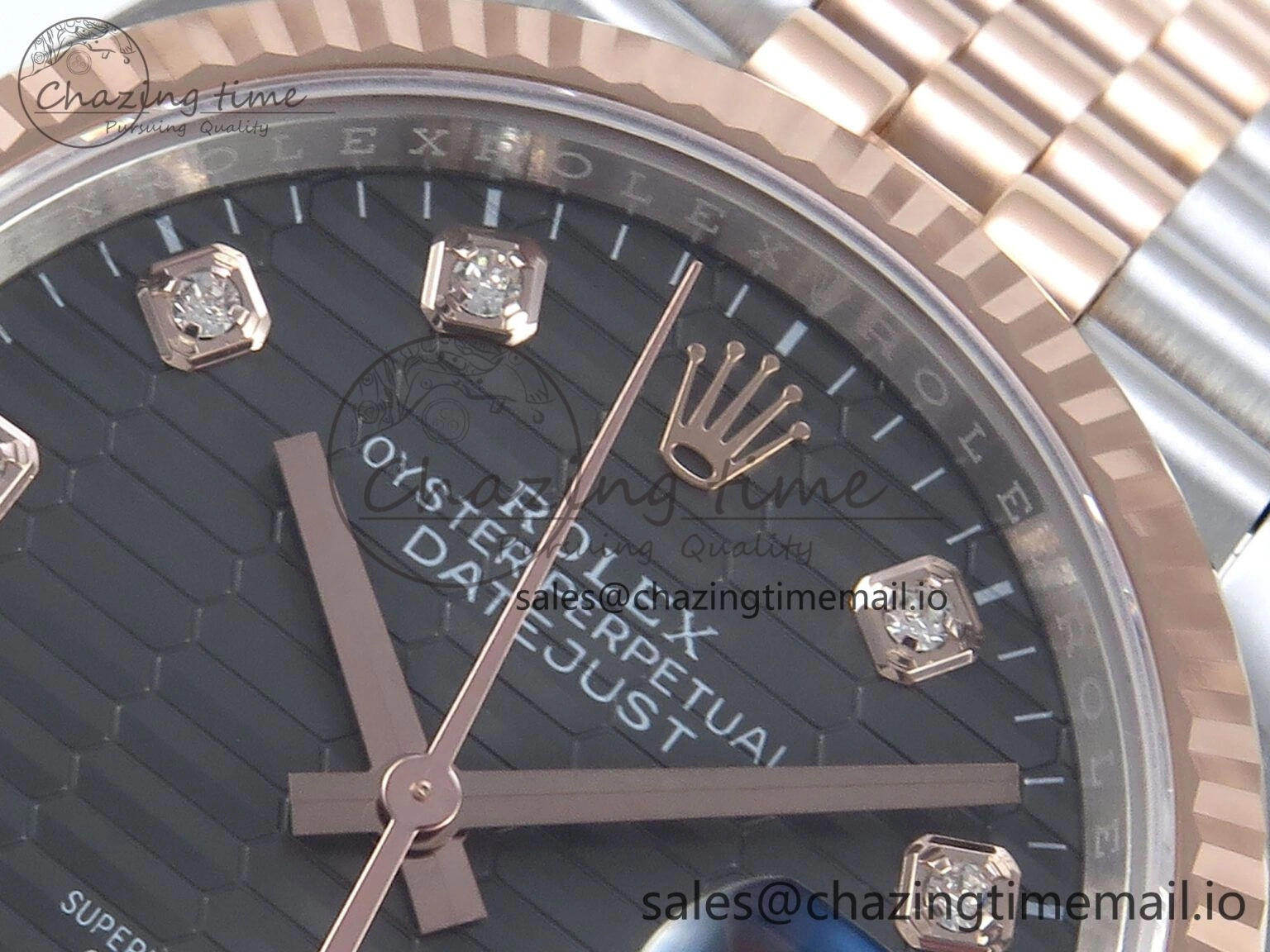 DateJust 36 126231 EWEF Best Edition Gray Textured Diamonds Dial on SS RG Jubilee Bracelet A3235
