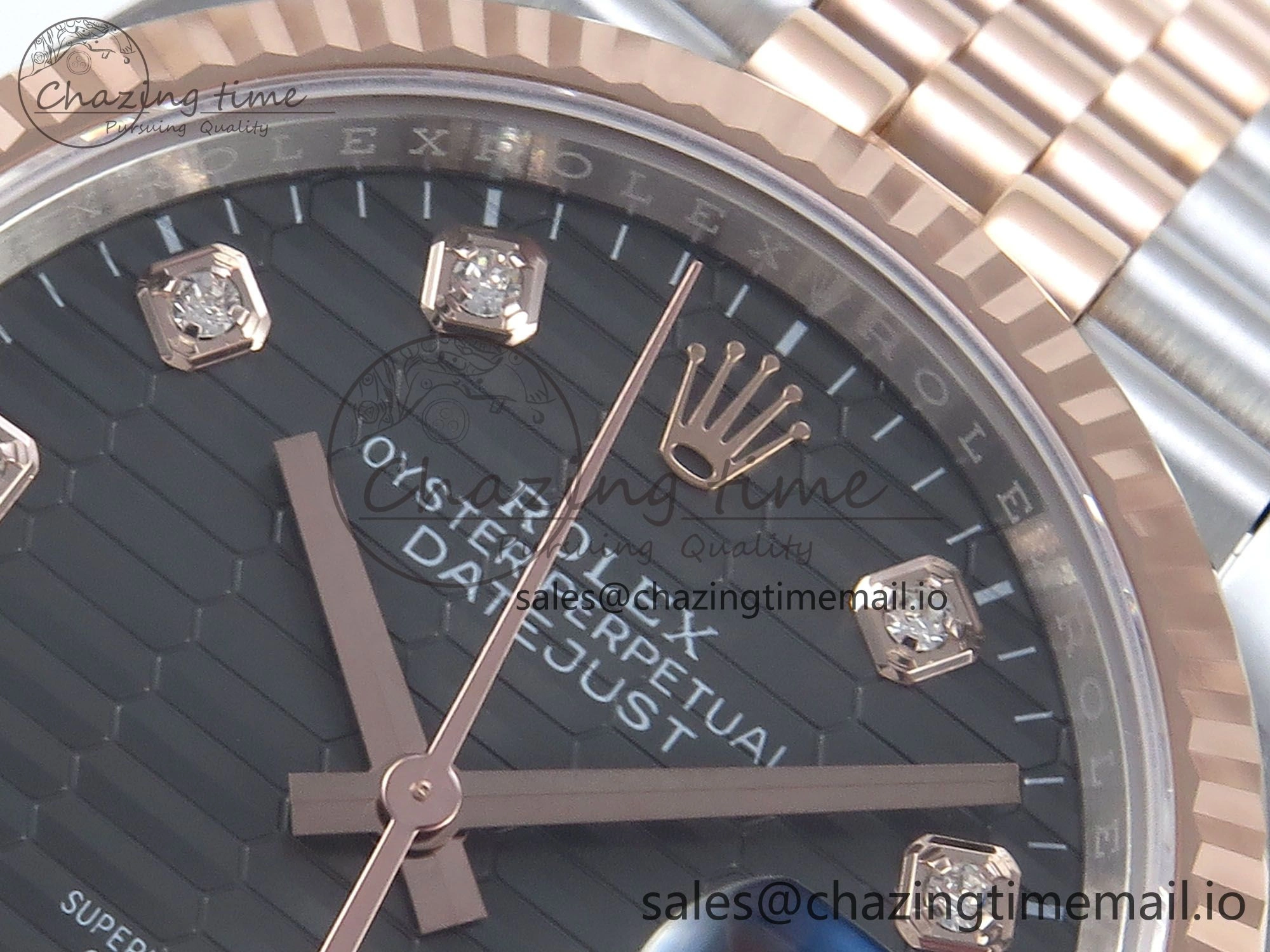DateJust 36 126231 EWEF Best Edition Gray Textured Diamonds Dial on SS RG Jubilee Bracelet A3235