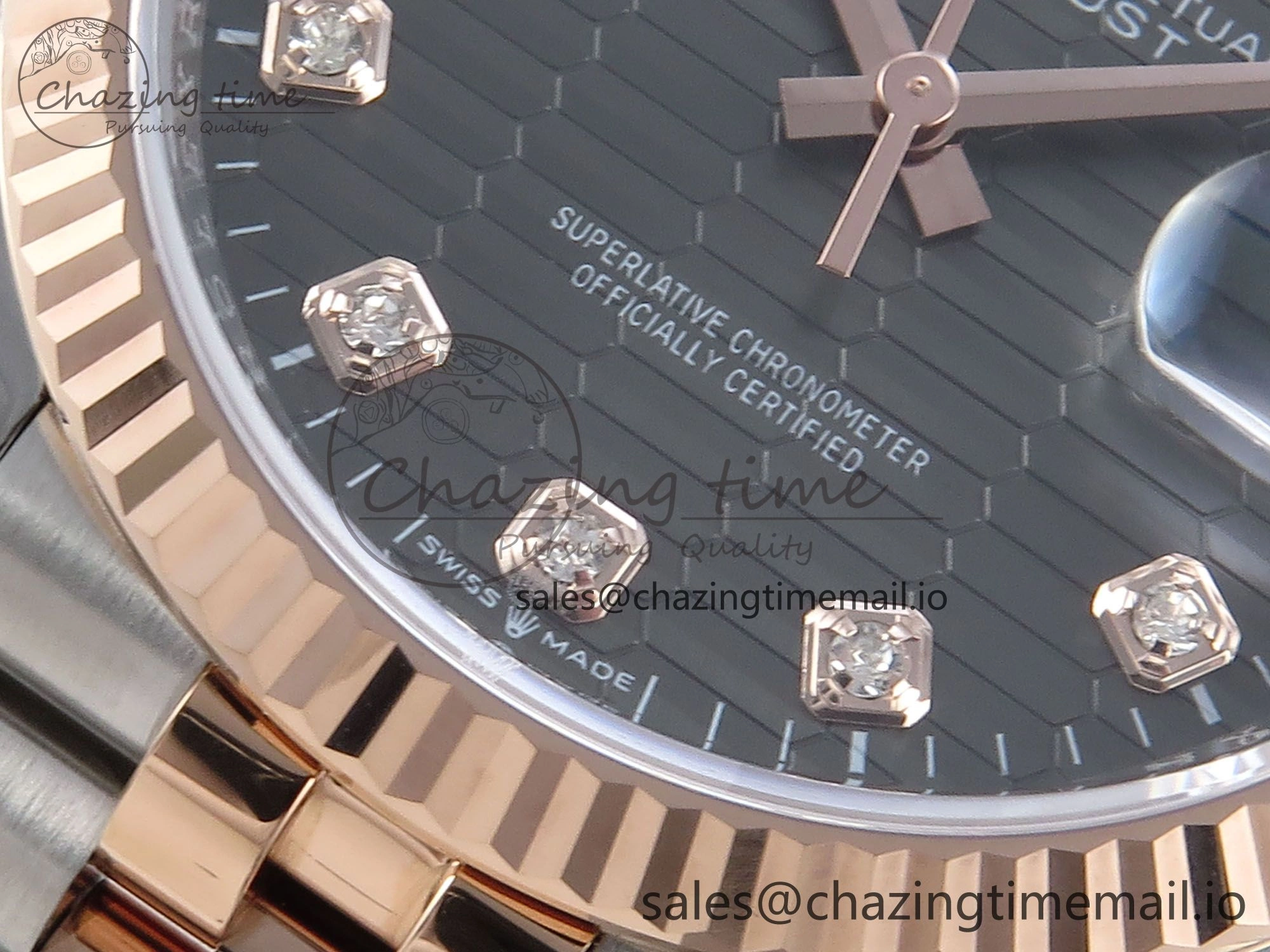 DateJust 36 126231 EWEF Best Edition Gray Textured Diamonds Dial on SS RG Jubilee Bracelet A3235