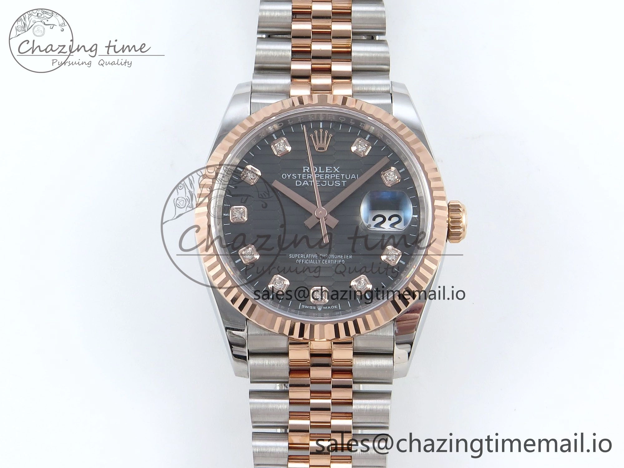 DateJust 36 126231 EWEF Best Edition Gray Textured Diamonds Dial on SS RG Jubilee Bracelet A3235