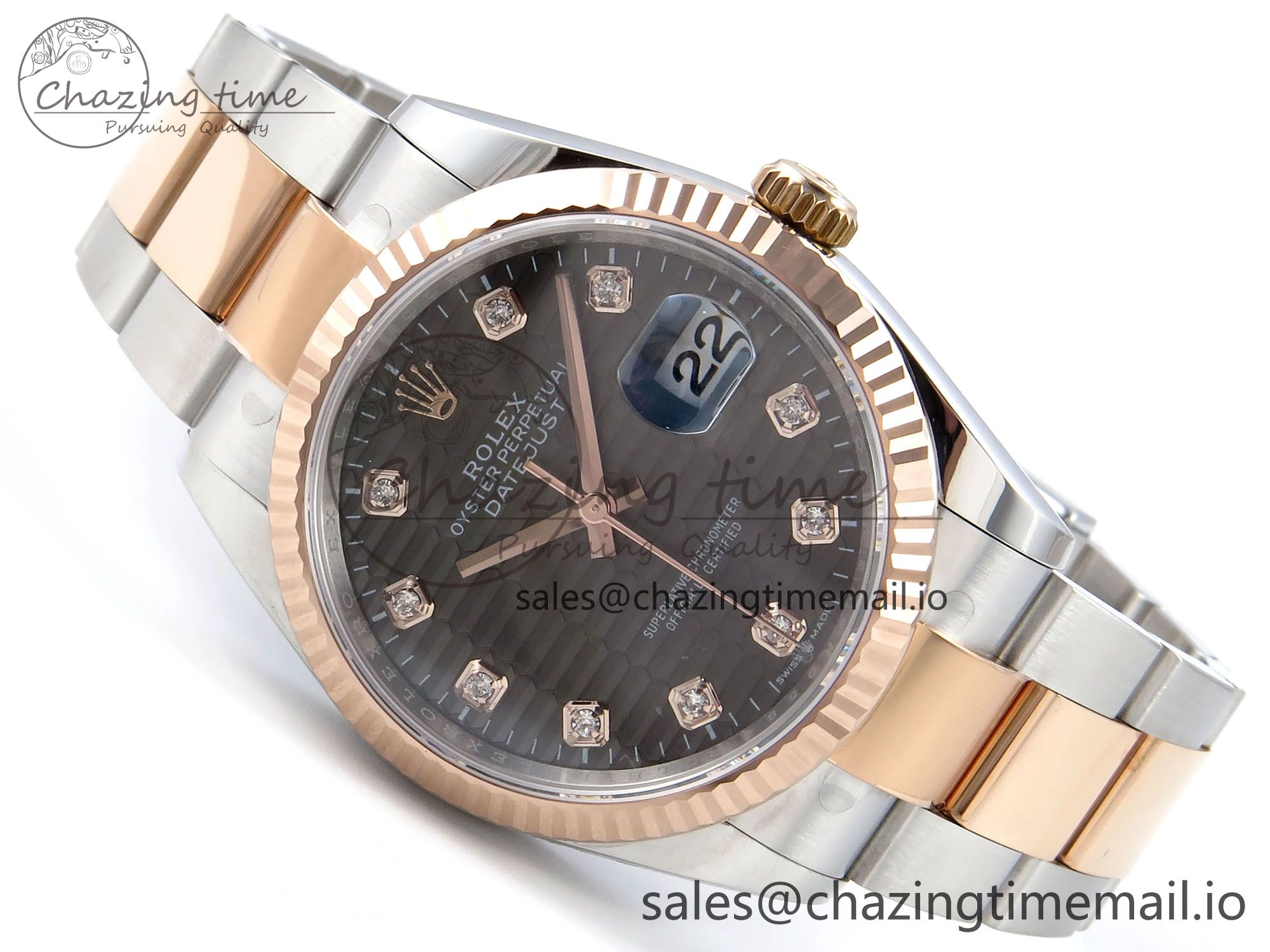 DateJust 36 126231 EWEF Best Edition Gray Textured Diamonds Dial on SS RG Oyster Bracelet A3235