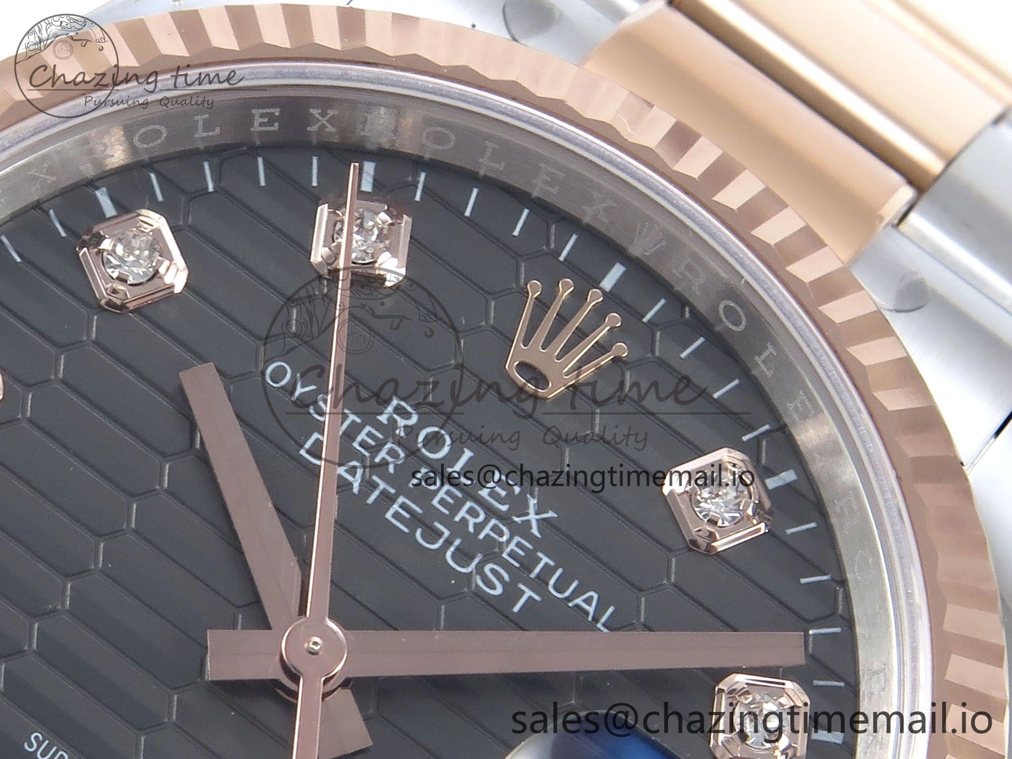 DateJust 36 126231 EWEF Best Edition Gray Textured Diamonds Dial on SS RG Oyster Bracelet A3235