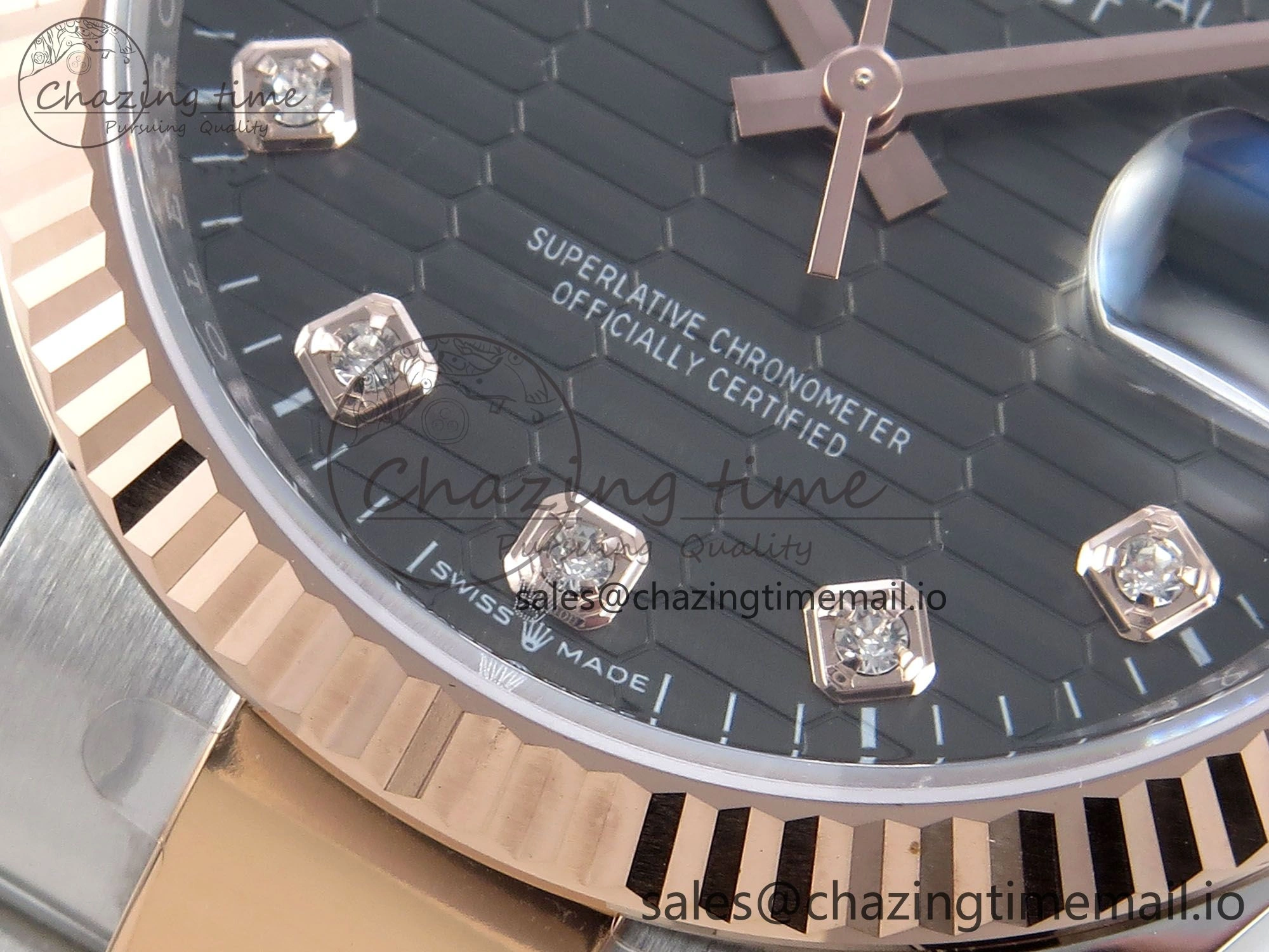 DateJust 36 126231 EWEF Best Edition Gray Textured Diamonds Dial on SS RG Oyster Bracelet A3235