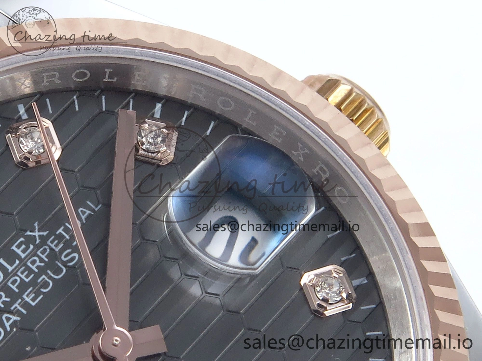 DateJust 36 126231 EWEF Best Edition Gray Textured Diamonds Dial on SS RG Oyster Bracelet A3235