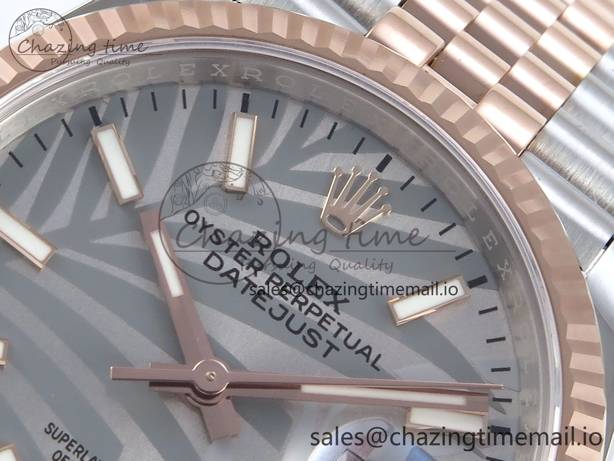 DateJust 36 126231 EWEF Best Edition Silver Leaf Dial Stick Marker on SS RG Jubilee Bracelet A3235