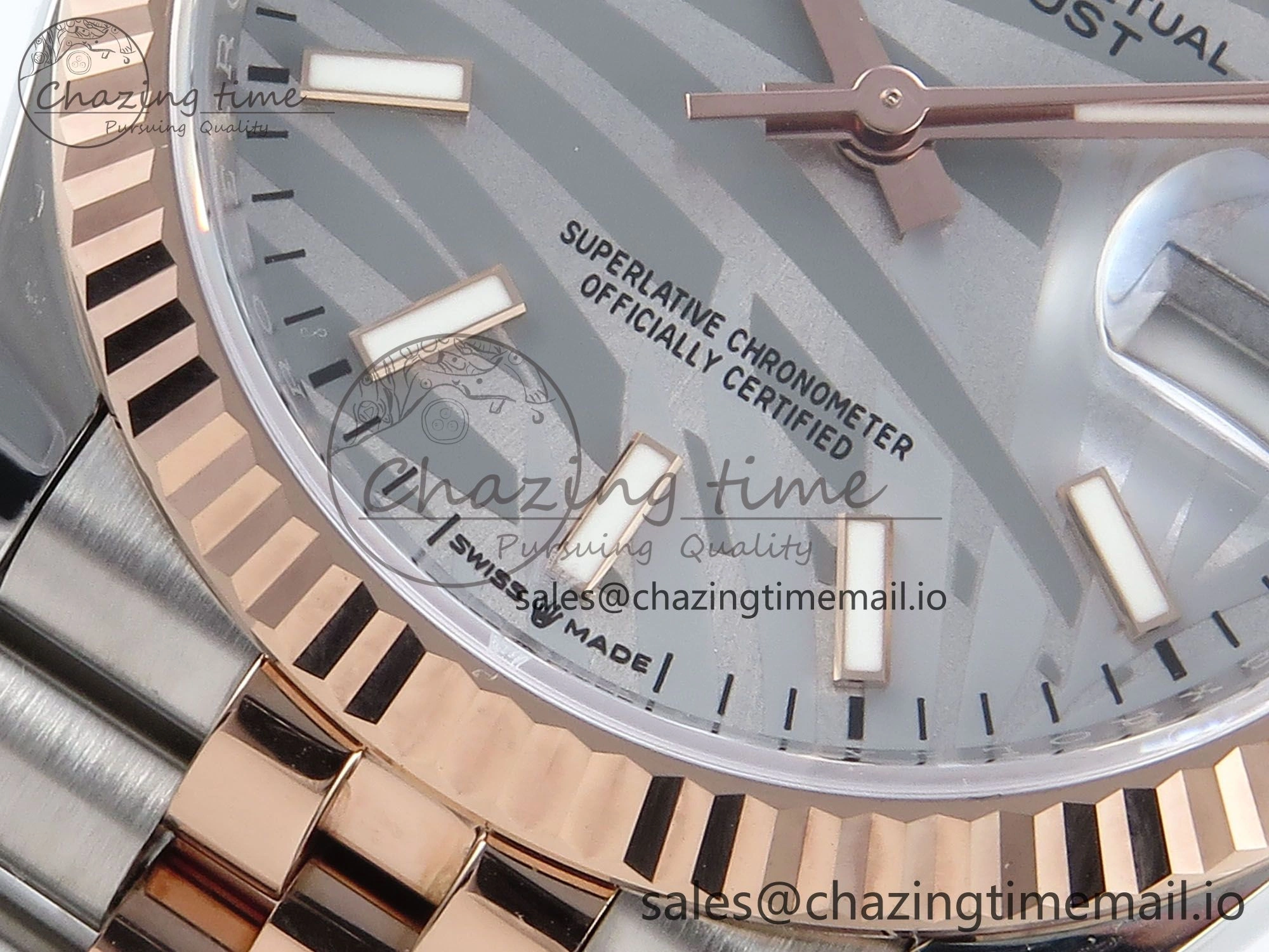DateJust 36 126231 EWEF Best Edition Silver Leaf Dial Stick Marker on SS RG Jubilee Bracelet A3235