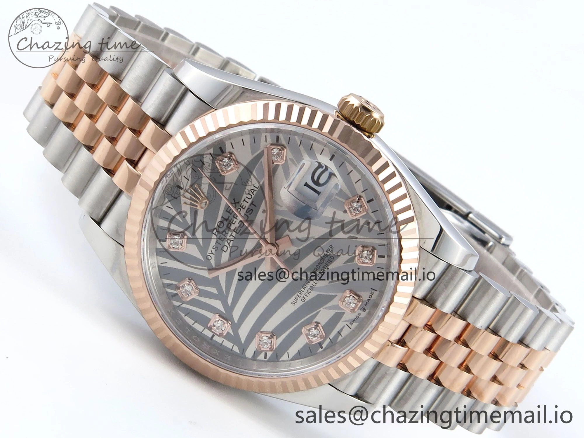 DateJust 36 126231 EWEF Best Edition Silver Leaf Diamonds Dial on SS RG Jubilee Bracelet A3235