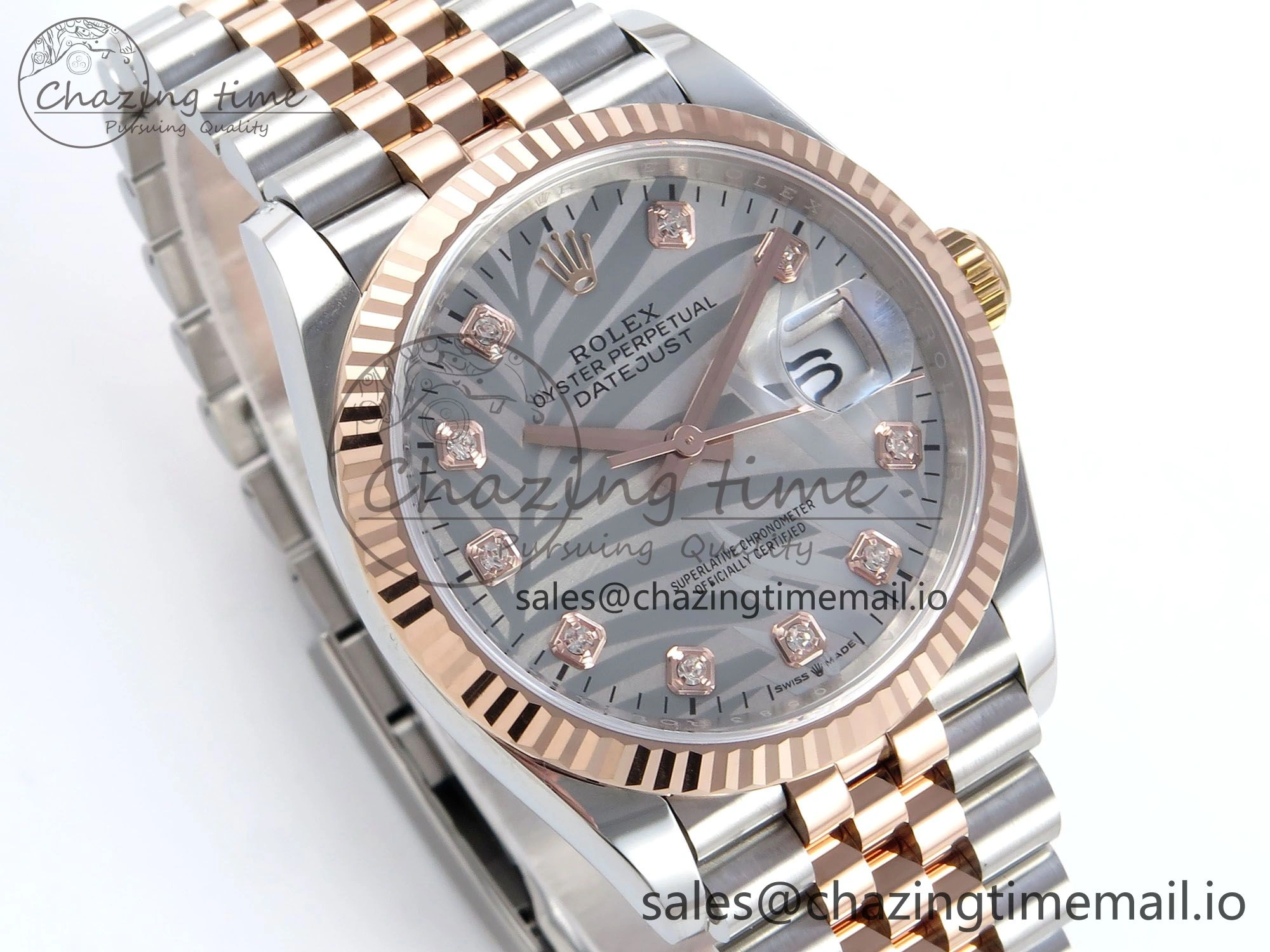 DateJust 36 126231 EWEF Best Edition Silver Leaf Diamonds Dial on SS RG Jubilee Bracelet A3235