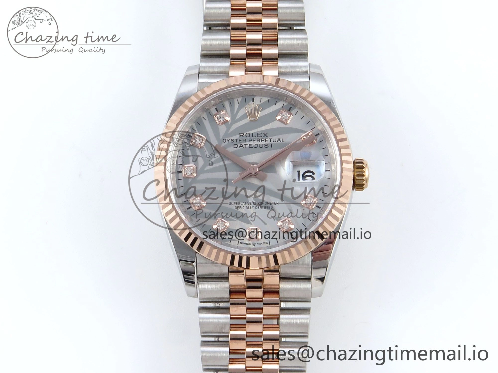 DateJust 36 126231 EWEF Best Edition Silver Leaf Diamonds Dial on SS RG Jubilee Bracelet A3235