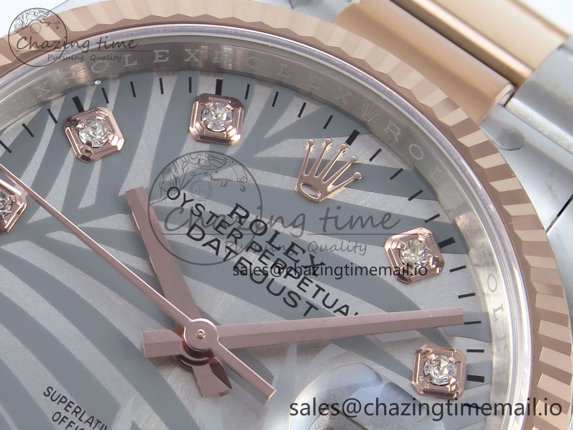 DateJust 36 126231 EWEF Best Edition Silver Leaf Diamonds Dial on SS RG Oyster Bracelet A3235