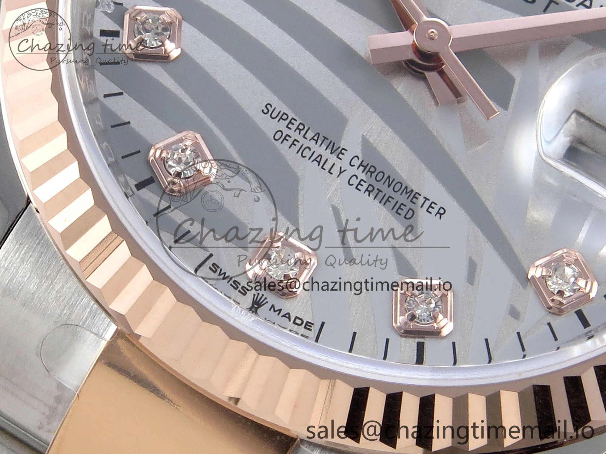 DateJust 36 126231 EWEF Best Edition Silver Leaf Diamonds Dial on SS RG Oyster Bracelet A3235