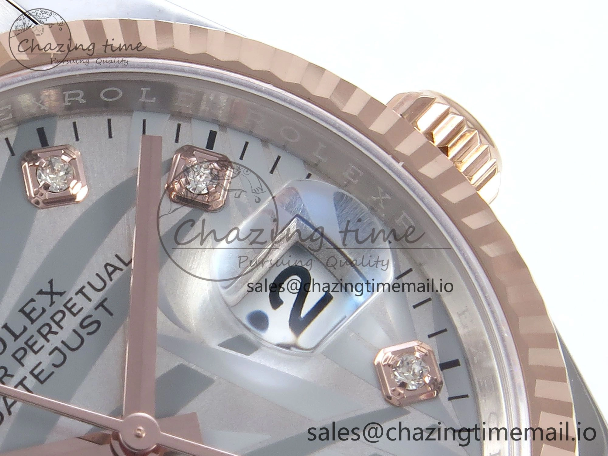 DateJust 36 126231 EWEF Best Edition Silver Leaf Diamonds Dial on SS RG Oyster Bracelet A3235